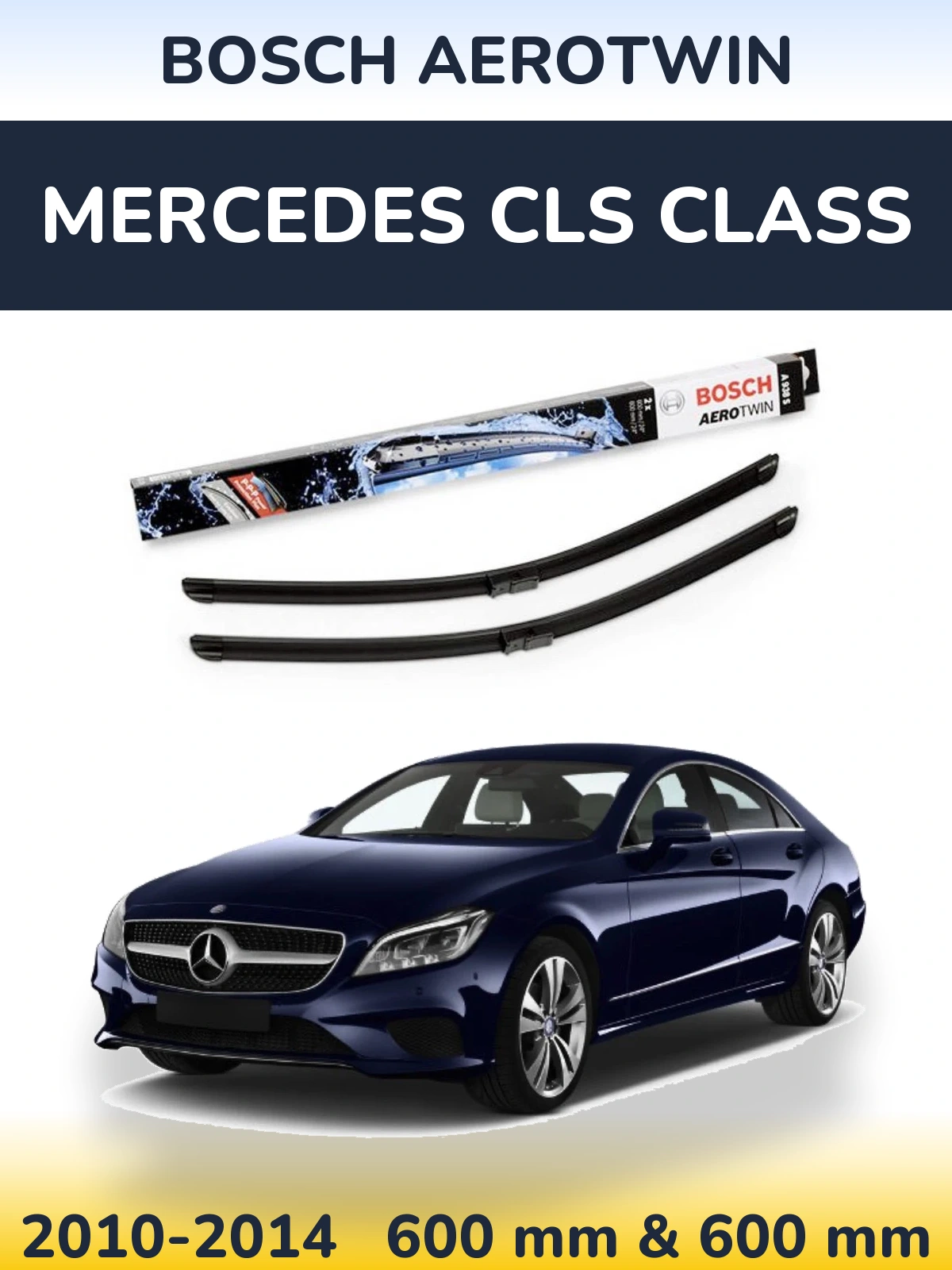 Sada předních stěračů BOSCH AeroTwin 600 a 600 mm pro Mercedes CLS Class 2010-2014