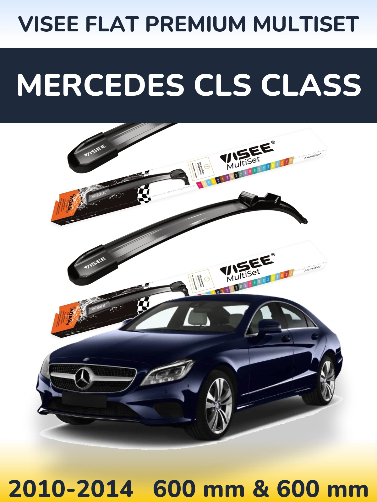 Sada předních stěračů VISEE FLAT PREMIUM MultiSet 600 a 600 mm pro Mercedes CLS Class 2010-2014