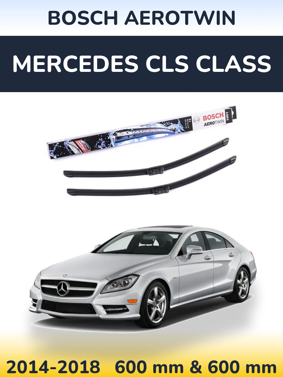 Sada předních stěračů BOSCH AeroTwin 600 a 600 mm pro Mercedes CLS Class 2014-2018