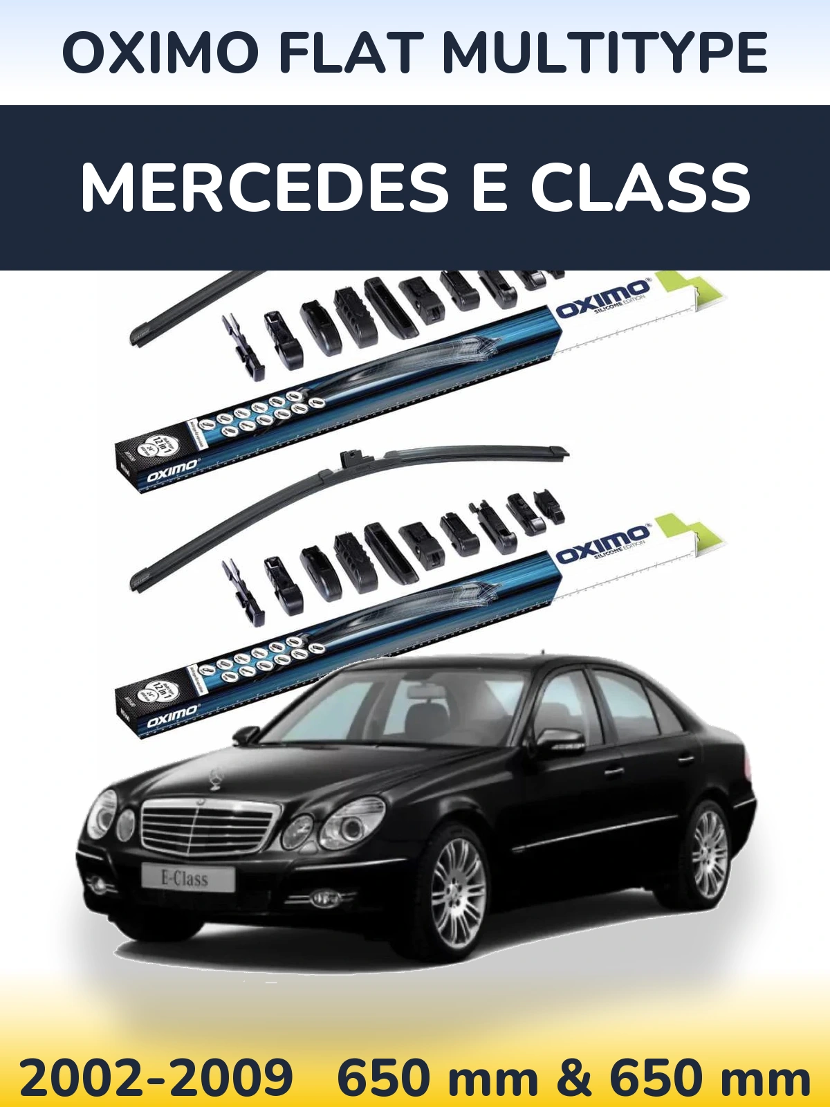 Sada předních stěračů Oximo Flat MultiType 650 a 650 mm pro Mercedes E Class 2002-2009