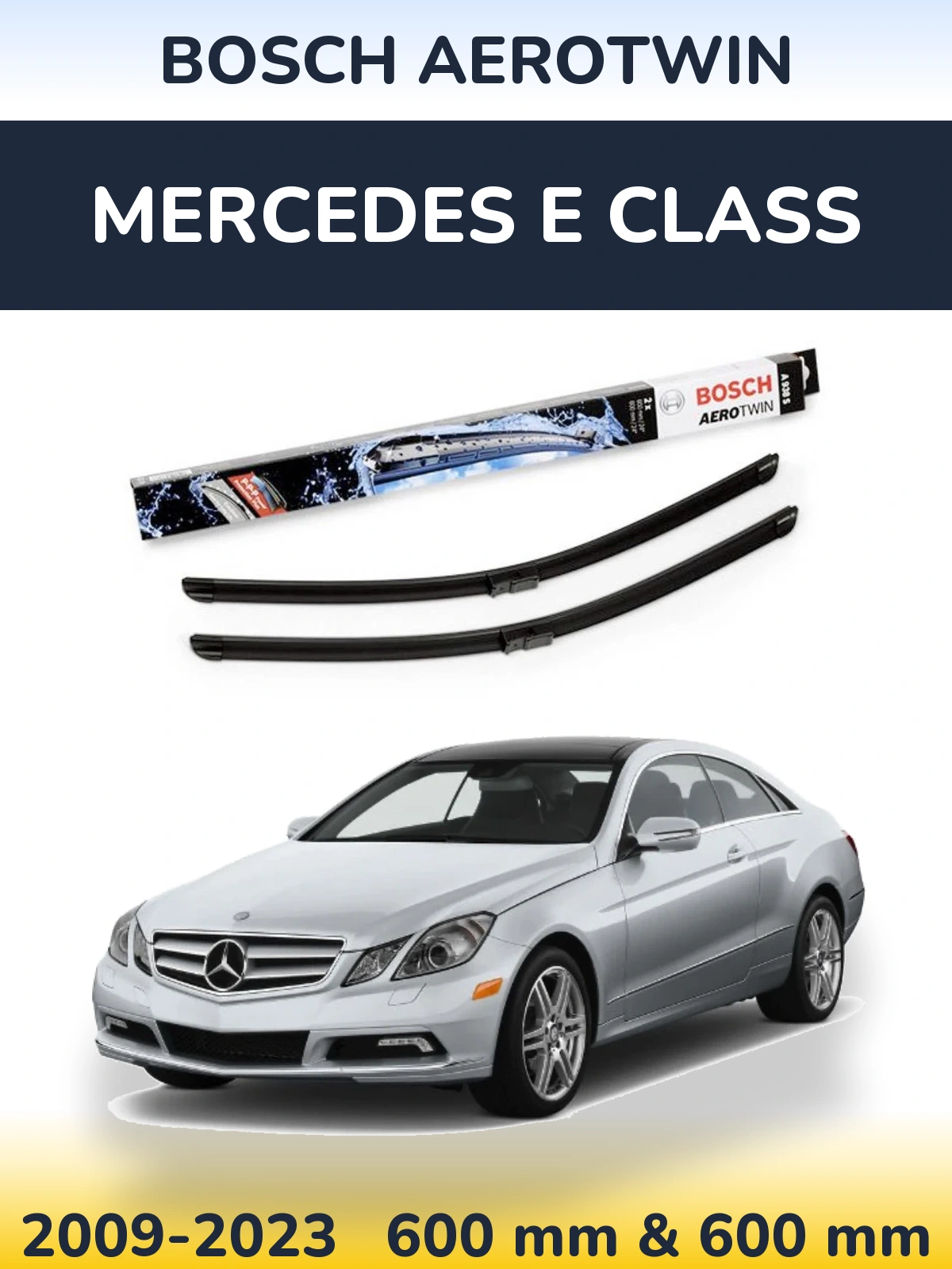 Комплект передніх щіток BOSCH AeroTwin 600 & 600 мм для Mercedes E Class 2009-2023