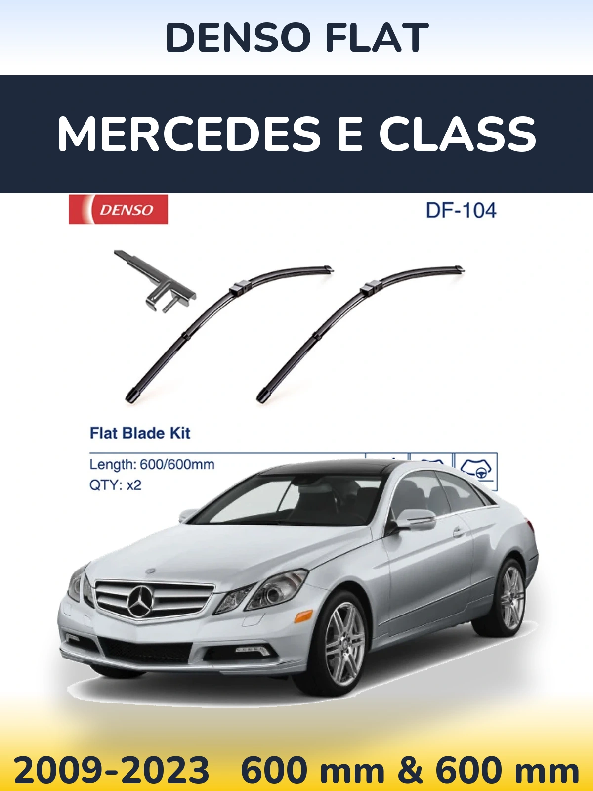 Sada předních stěračů Denso Flat 600 a 600 mm pro Mercedes E Class 2009-2023