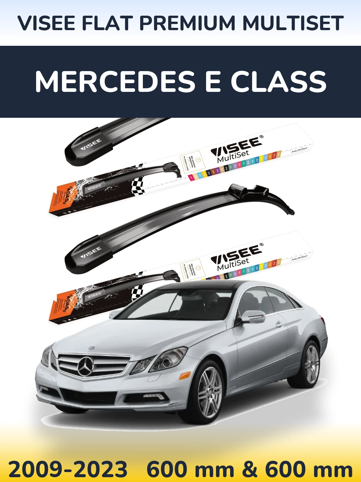 Sada předních stěračů VISEE FLAT PREMIUM MultiSet 600 a 600 mm pro Mercedes E Class 2009-2023