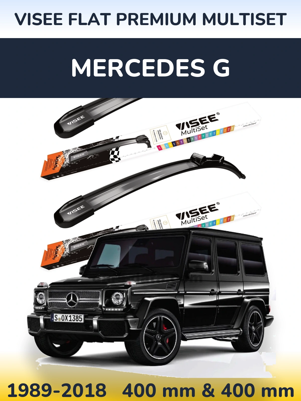 Sada předních stěračů VISEE FLAT PREMIUM MultiSet 400 a 400 mm pro Mercedes G 1989-2018