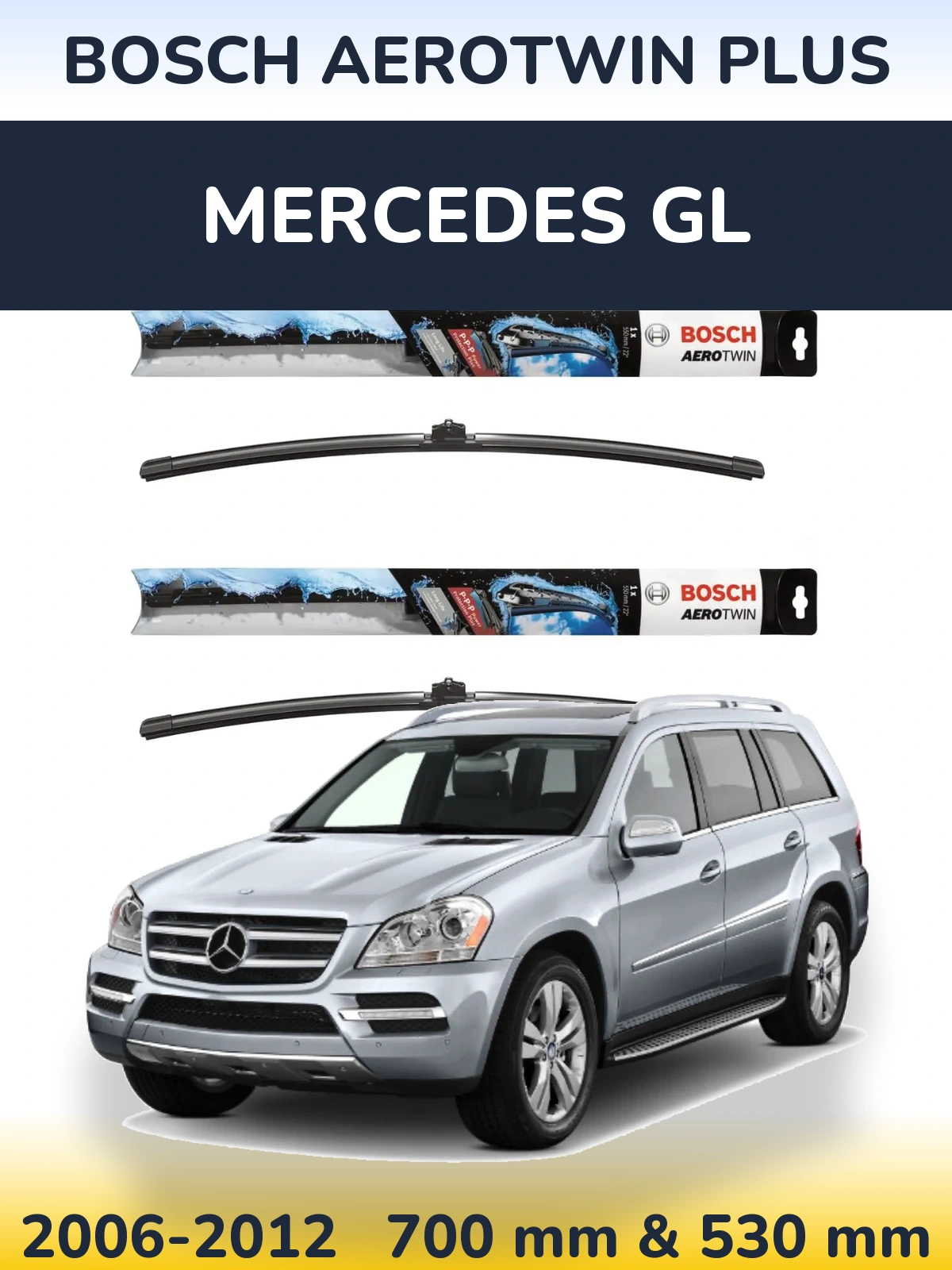 Sada předních stěračů BOSCH AeroTwin Plus 700 a 530 mm pro Mercedes GL 2006-2012