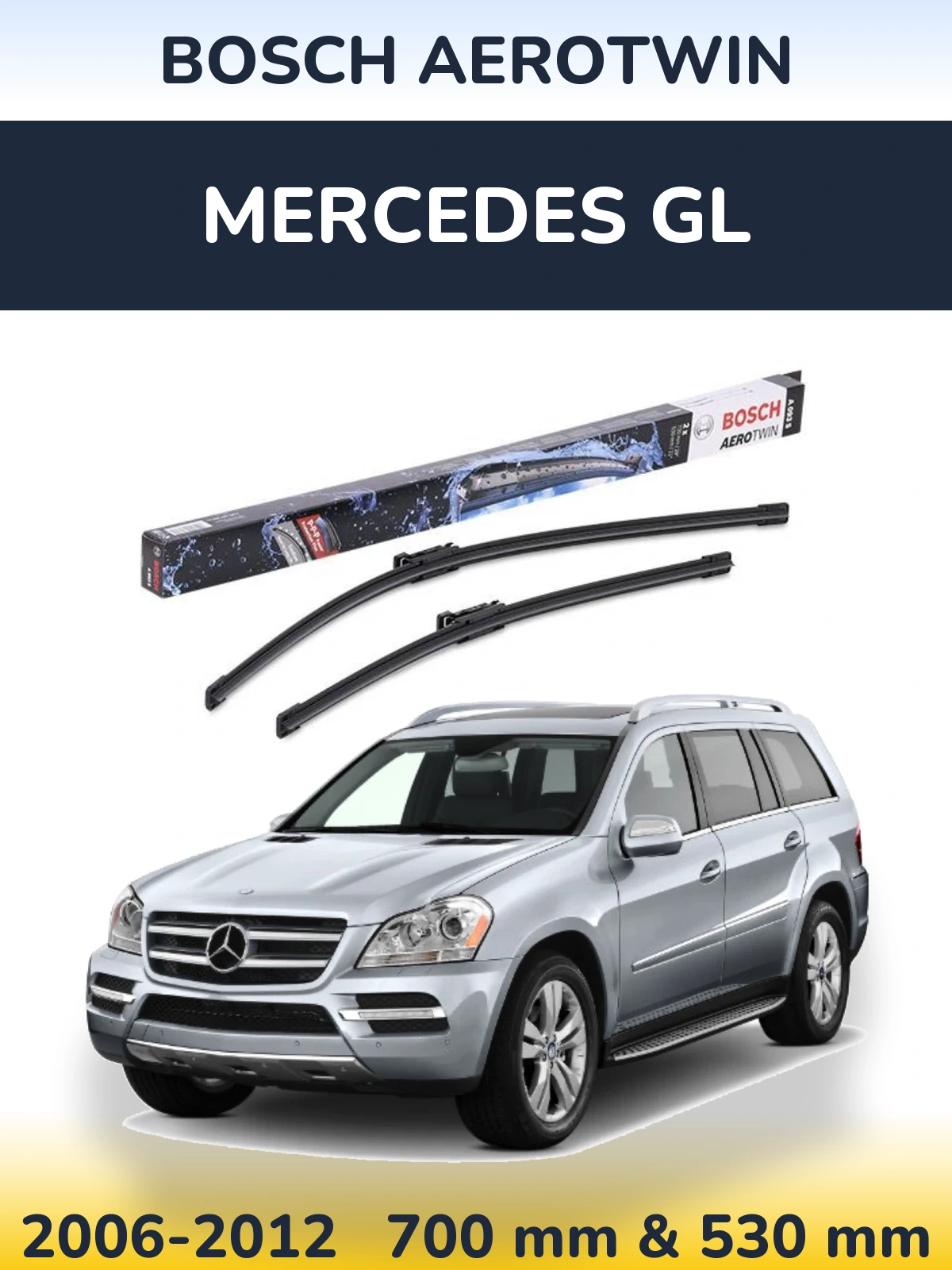 Sada předních stěračů BOSCH AeroTwin 700 a 530 mm pro Mercedes GL 2006-2012