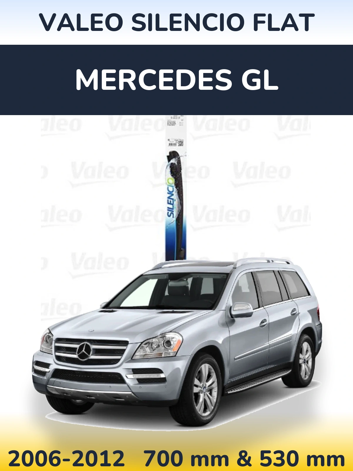 Sada předních stěračů Valeo Silencio Flat 700 a 530 mm pro Mercedes GL 2006-2012