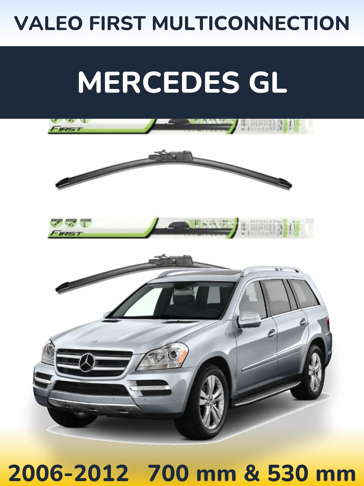 Sada předních stěračů Valeo First MultiConnection 700 a 530 mm pro Mercedes GL 2006-2012