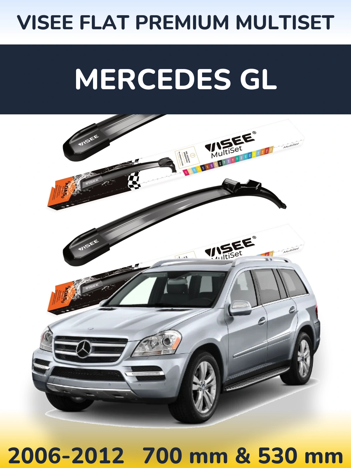 Sada předních stěračů VISEE FLAT PREMIUM MultiSet 700 a 530 mm pro Mercedes GL 2006-2012