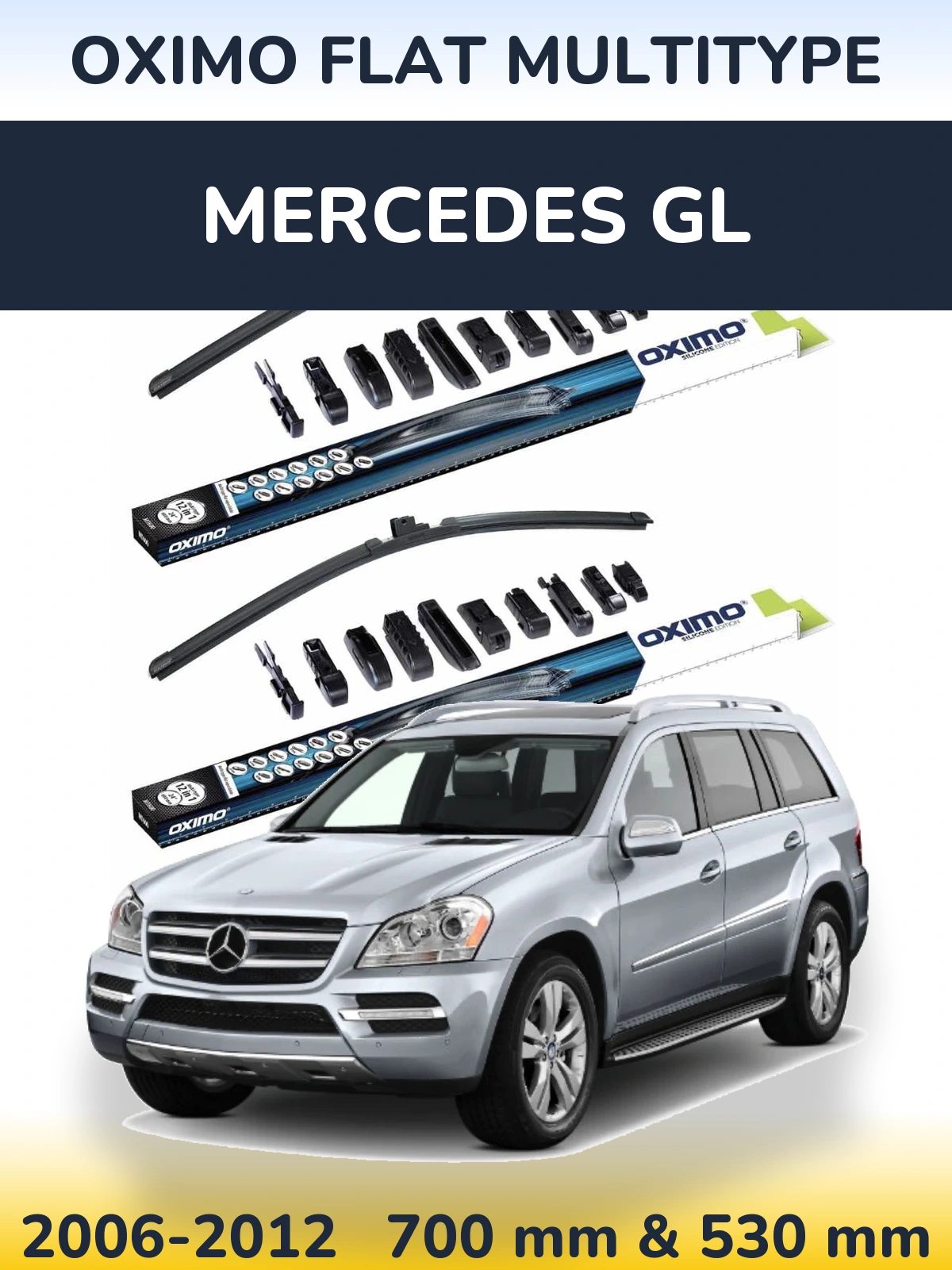 Sada předních stěračů Oximo Flat MultiType 700 a 530 mm pro Mercedes GL 2006-2012