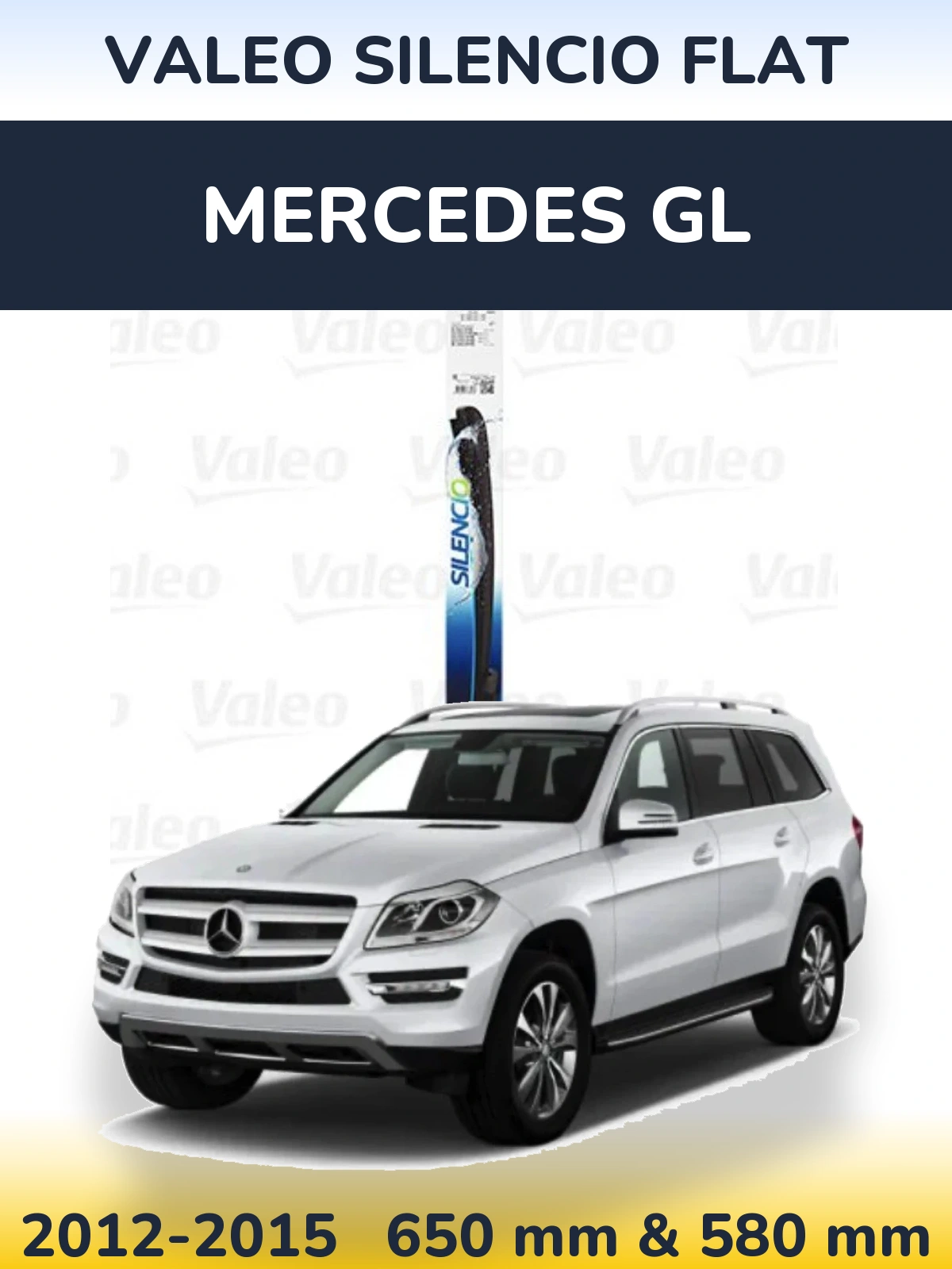 Sada předních stěračů Valeo Silencio Flat 650 a 580 mm pro Mercedes GL 2012-2015