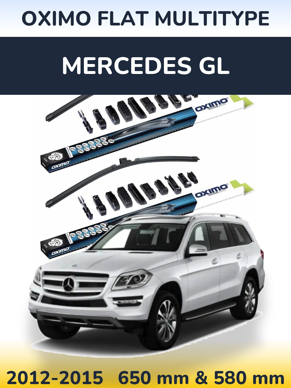Sada předních stěračů Oximo Flat MultiType 650 a 580 mm pro Mercedes GL 2012-2015