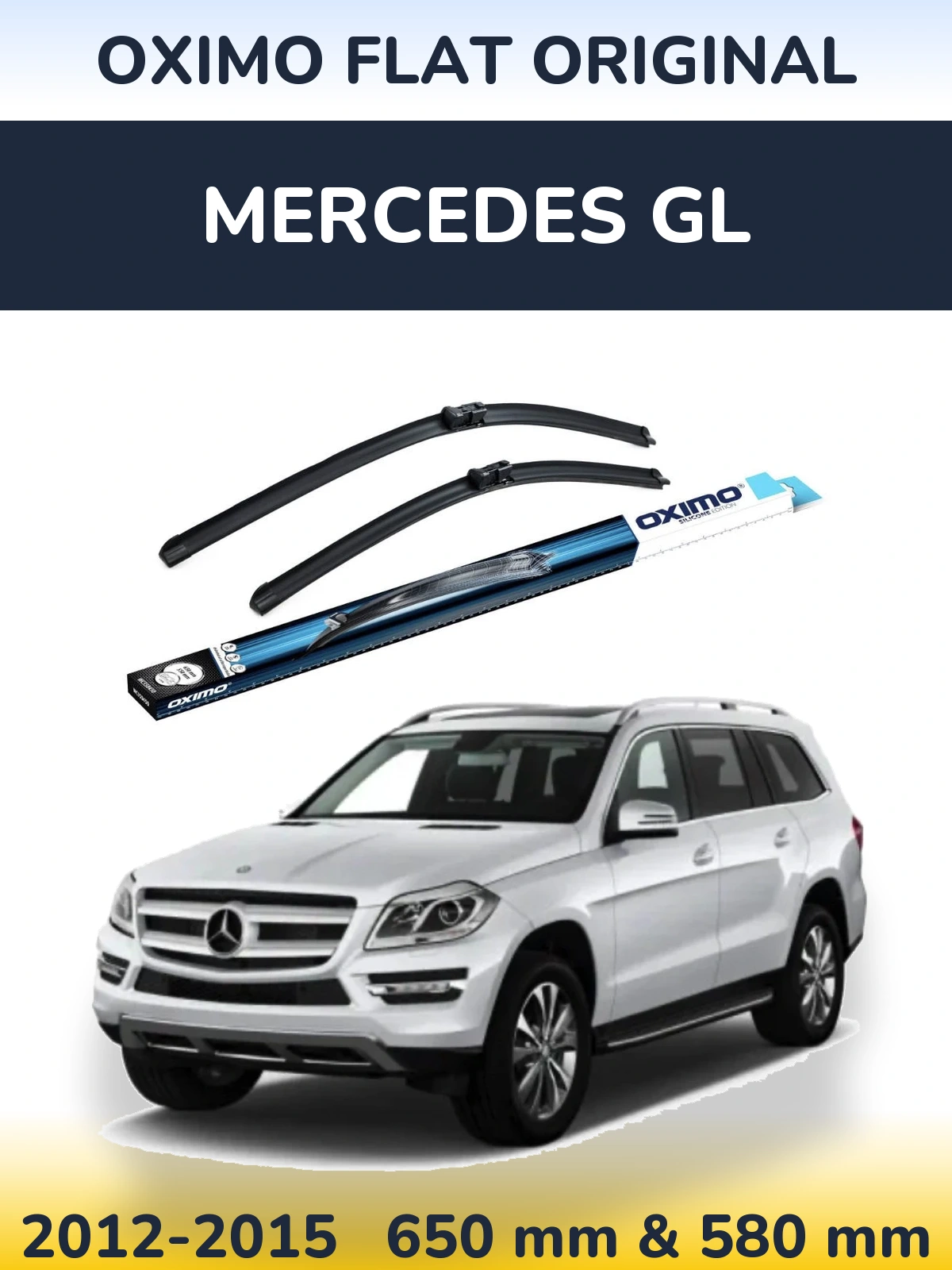 Sada předních stěračů Oximo Flat Original 650 a 580 mm pro Mercedes GL 2012-2015