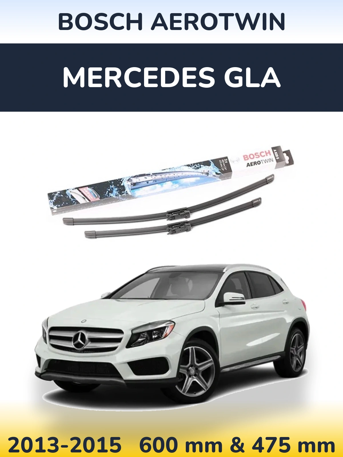 Sada předních stěračů BOSCH AeroTwin 600 a 475 mm pro Mercedes GLA 2013-2015
