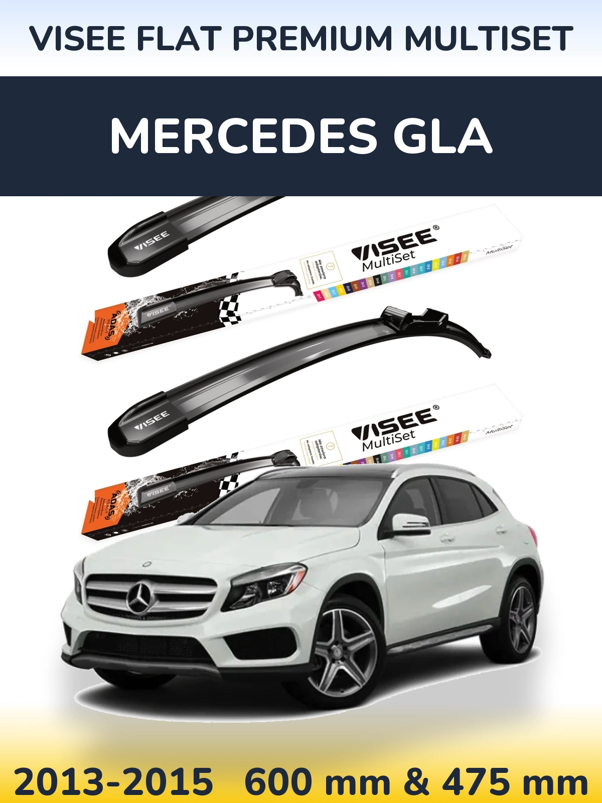 Sada předních stěračů VISEE FLAT PREMIUM MultiSet 600 a 475 mm pro Mercedes GLA 2013-2015