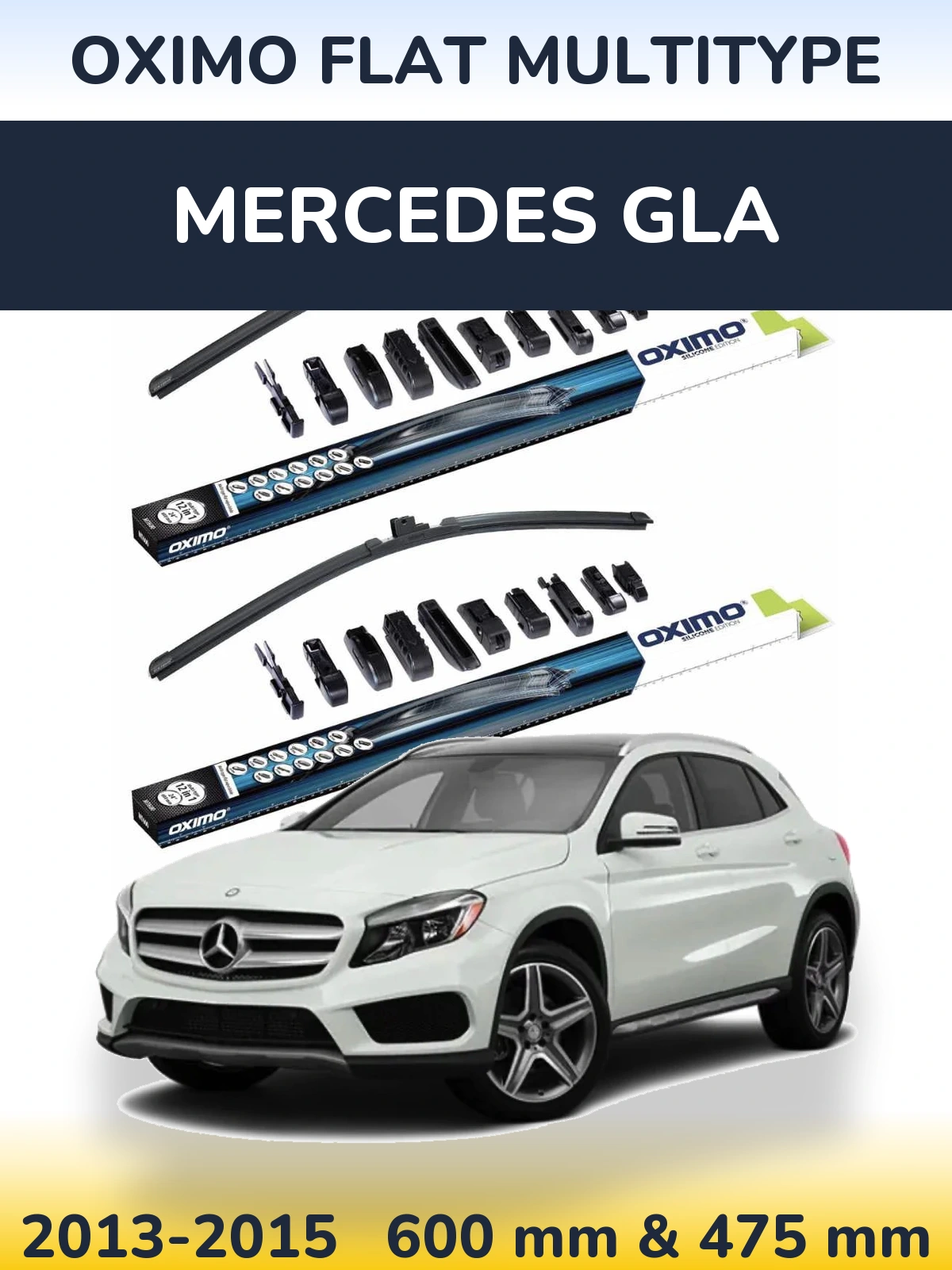 Sada předních stěračů Oximo Flat MultiType 600 a 475 mm pro Mercedes GLA 2013-2015