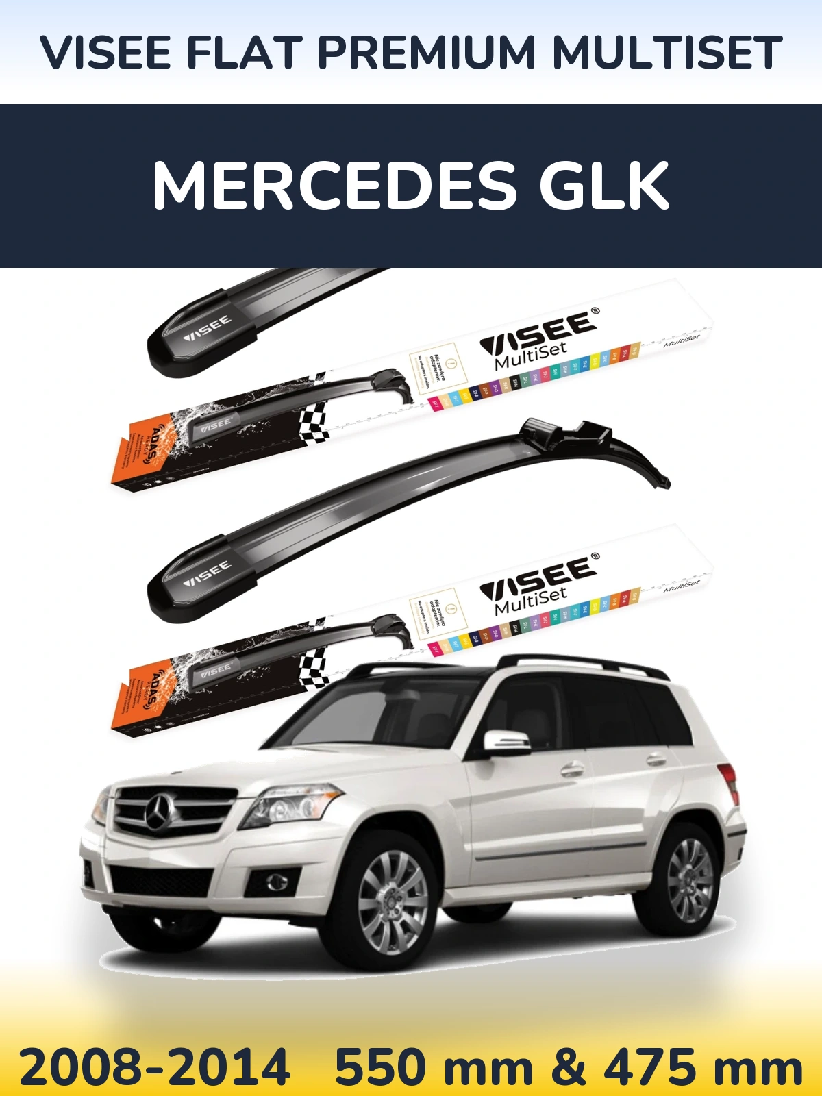 Sada předních stěračů VISEE FLAT PREMIUM MultiSet 550 a 475 mm pro Mercedes GLK 2008-2014
