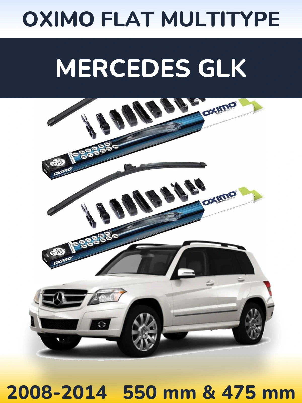 Sada předních stěračů Oximo Flat MultiType 550 a 475 mm pro Mercedes GLK 2008-2014