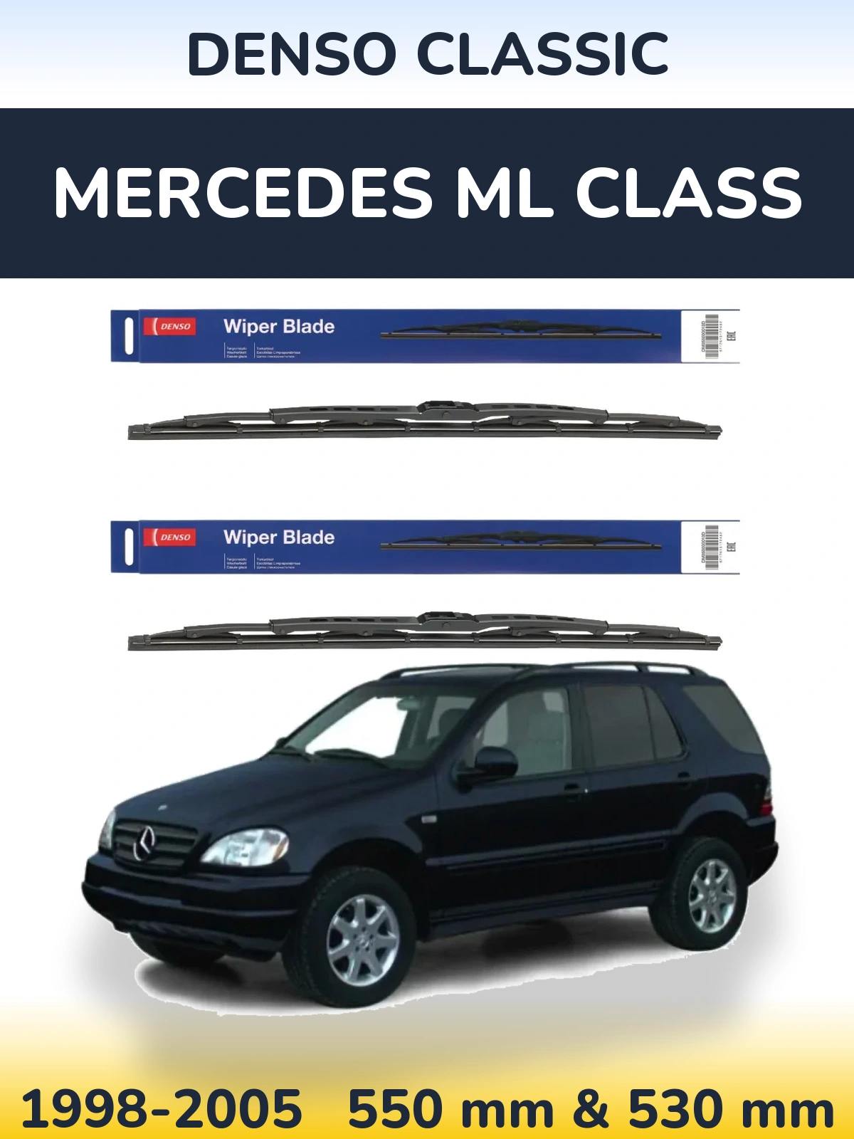 Sada předních stěračů Denso Classic 550 a 530 mm pro Mercedes ML Class 1998-2005