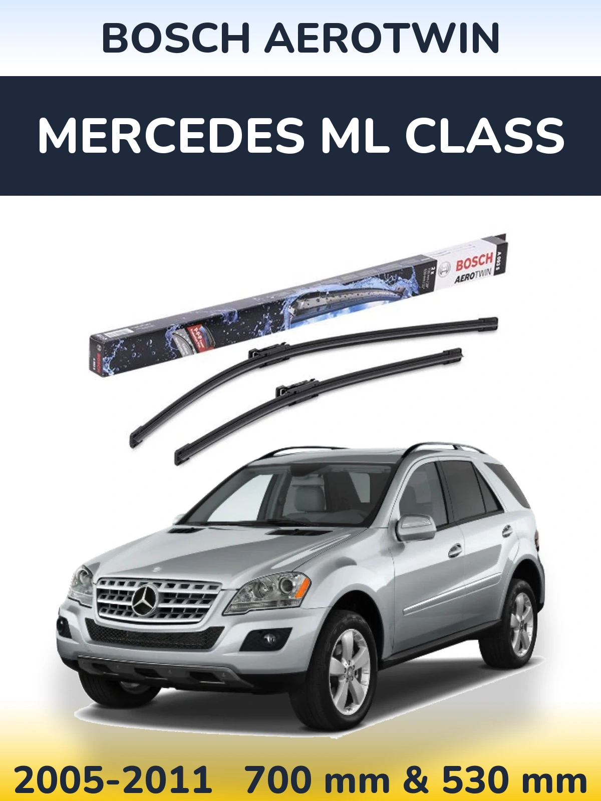 Sada předních stěračů BOSCH AeroTwin 700 a 530 mm pro Mercedes ML Class 2005-2011
