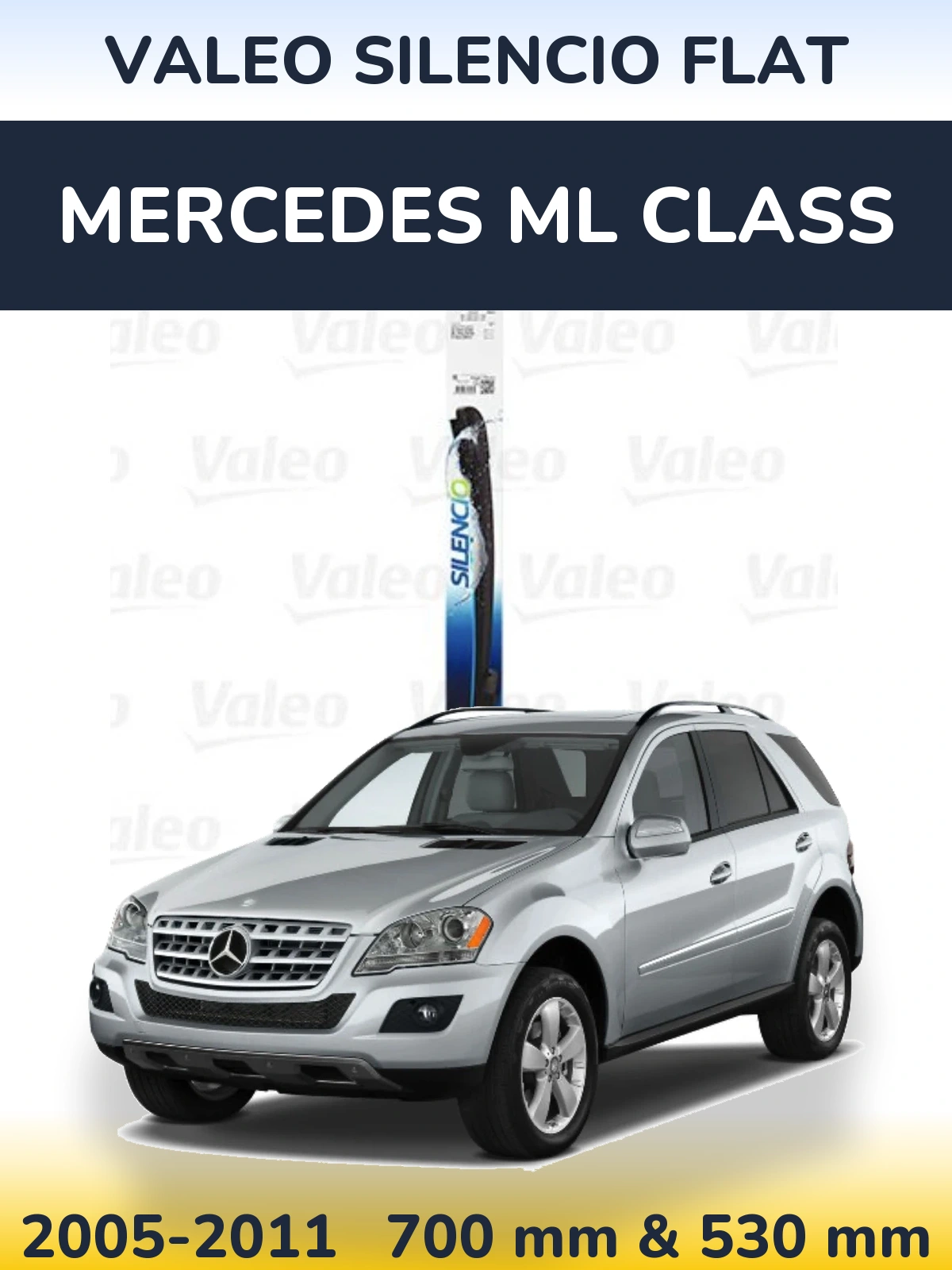 Sada předních stěračů Valeo Silencio Flat 700 a 530 mm pro Mercedes ML Class 2005-2011