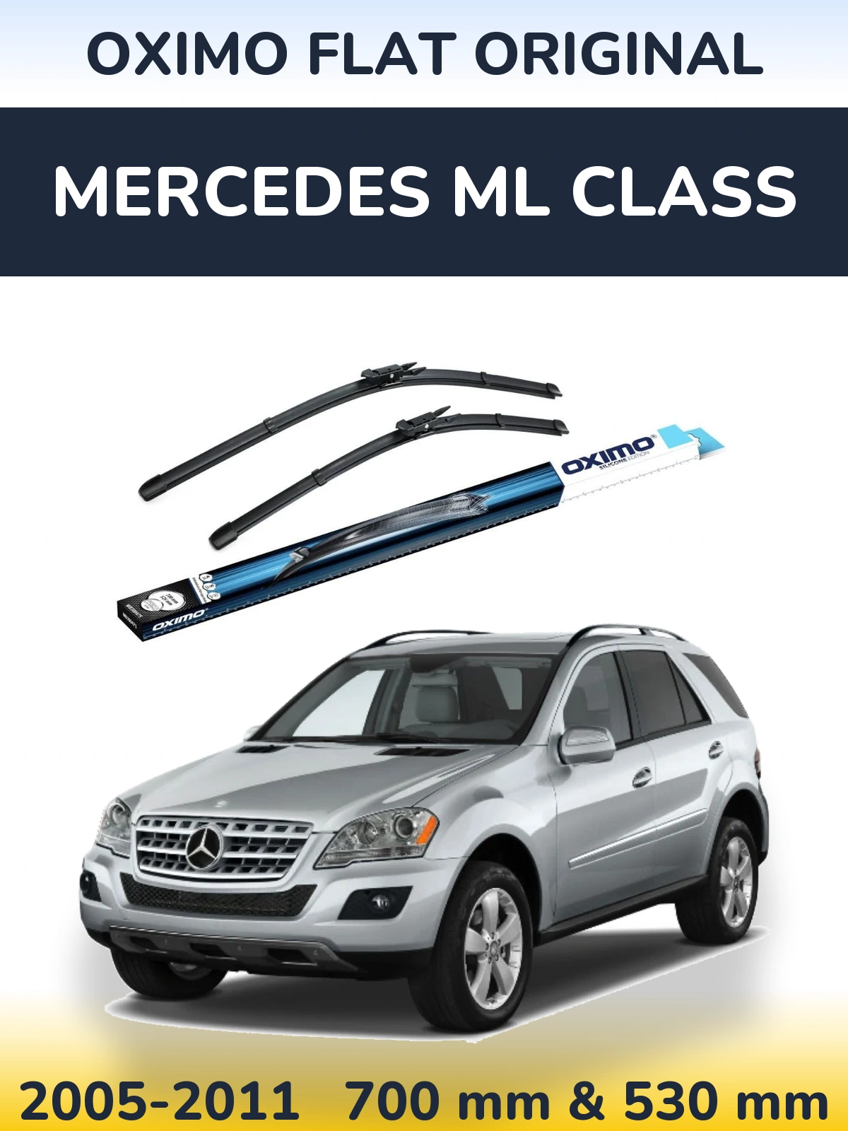 Sada předních stěračů Oximo Flat Original 700 a 530 mm pro Mercedes ML Class 2005-2011