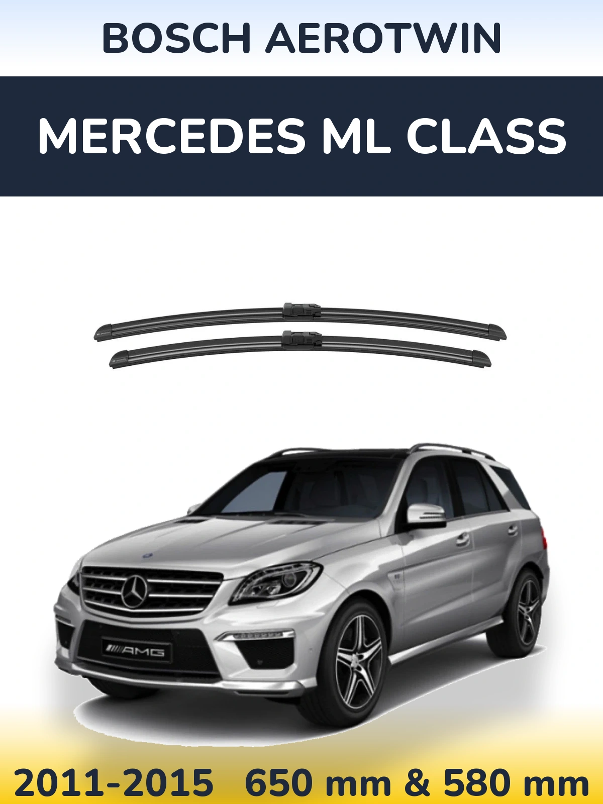 Sada předních stěračů BOSCH AeroTwin 650 a 580 mm pro Mercedes ML Class 2011-2015