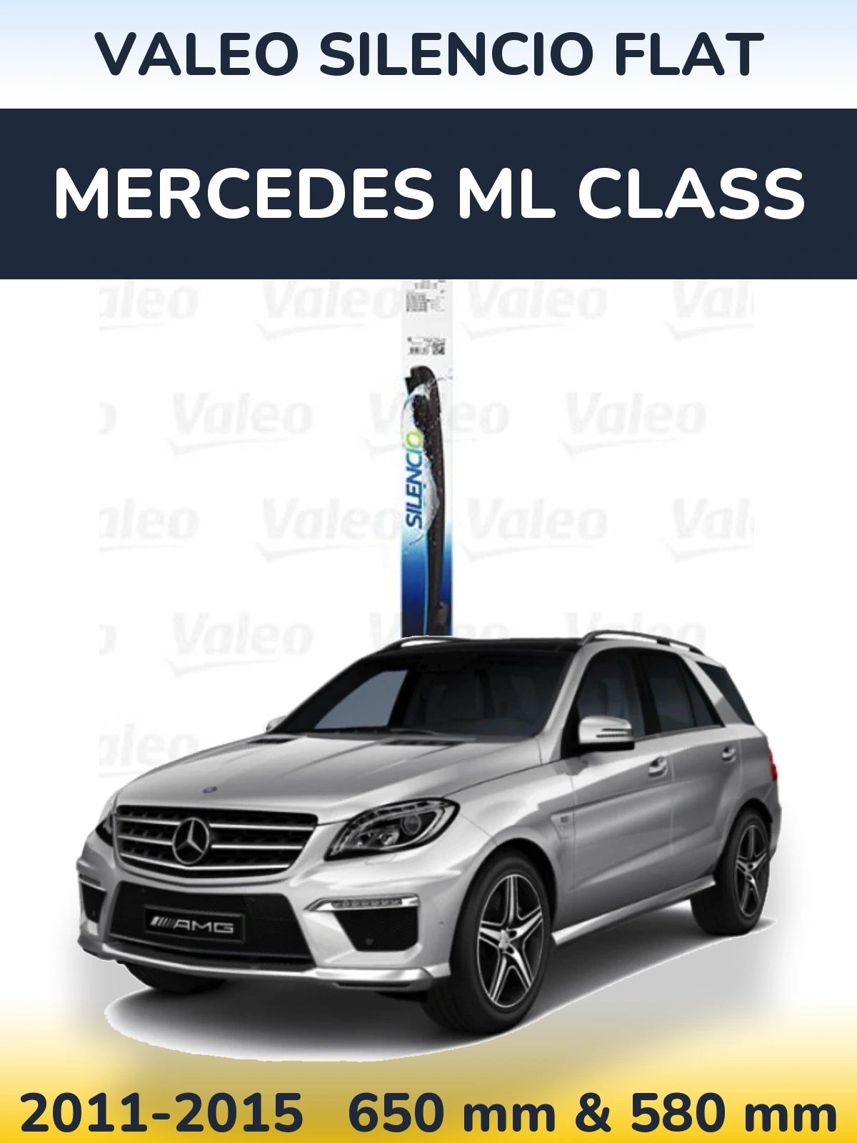 Sada předních stěračů Valeo Silencio Flat 650 a 580 mm pro Mercedes ML Class 2011-2015