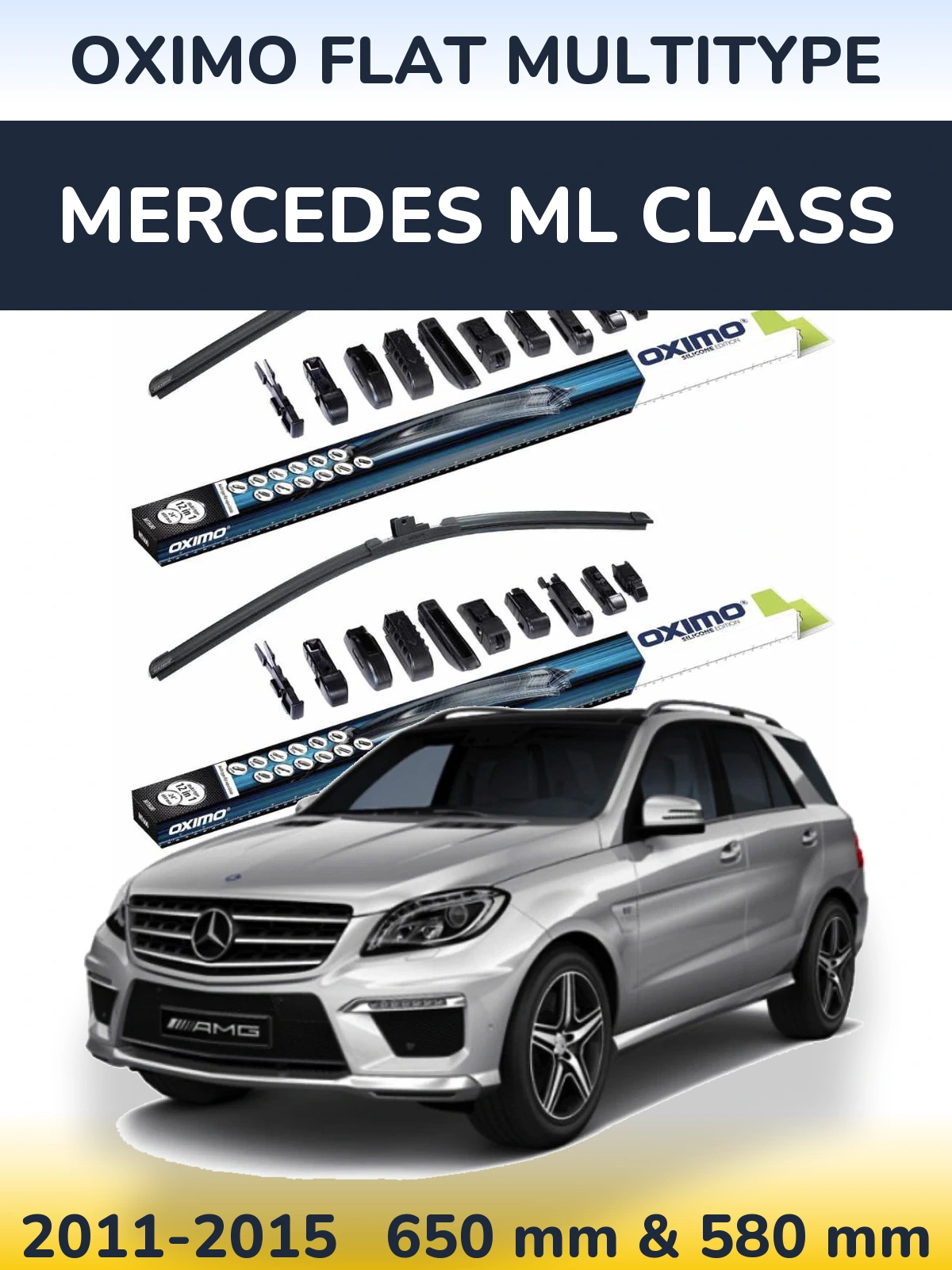 Sada předních stěračů Oximo Flat MultiType 650 a 580 mm pro Mercedes ML Class 2011-2015