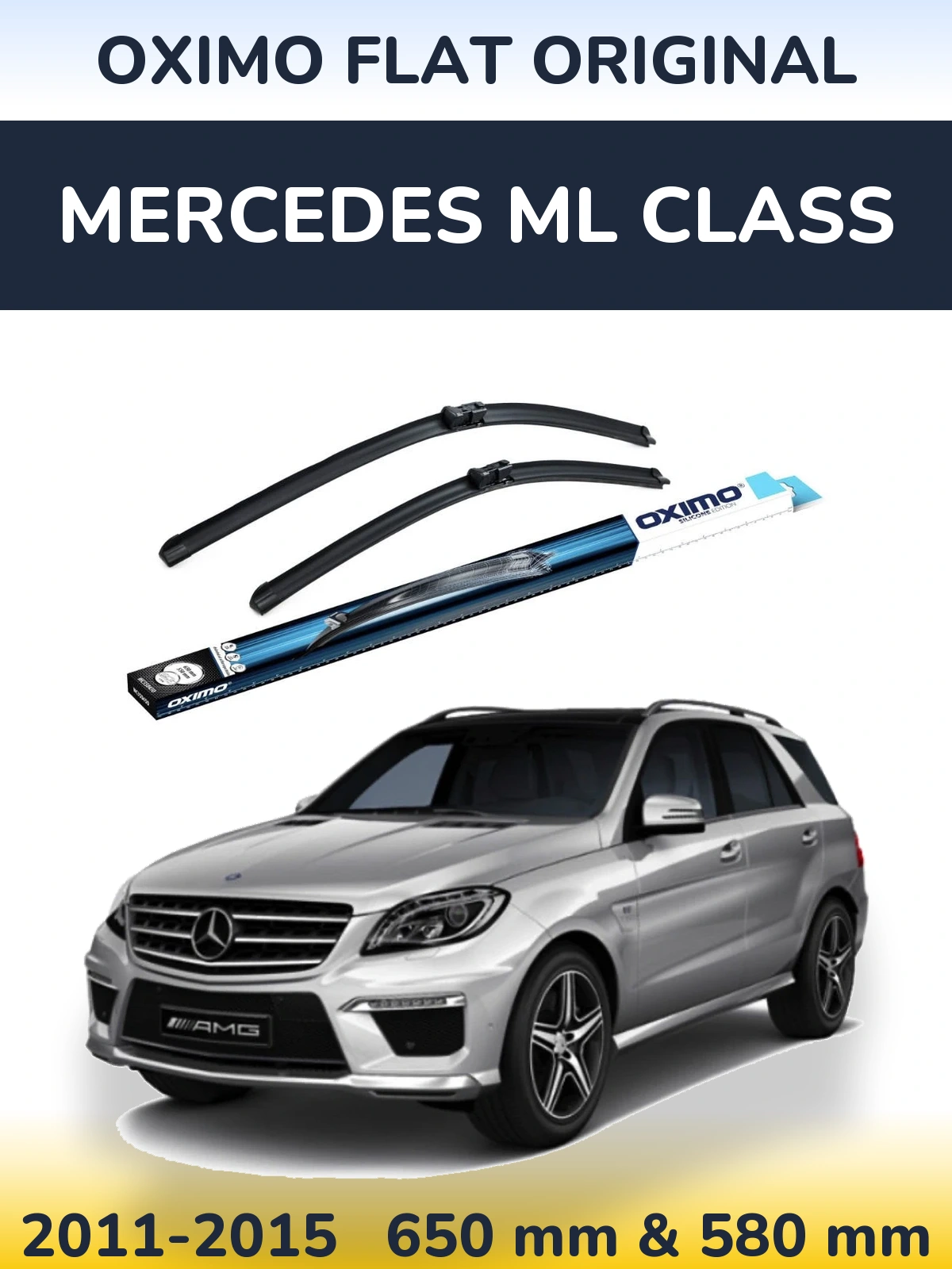 Комплект передніх щіток Oximo Flat Original 650 & 580 мм для Mercedes ML Class 2011-2015