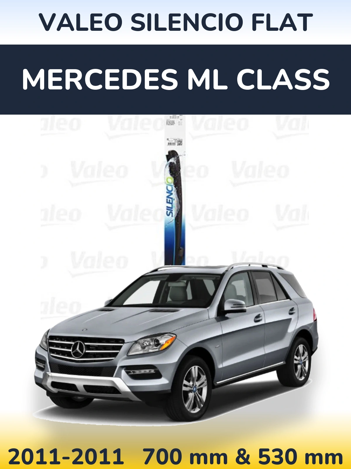 Sada předních stěračů Valeo Silencio Flat 700 a 530 mm pro Mercedes ML Class 2011-2011