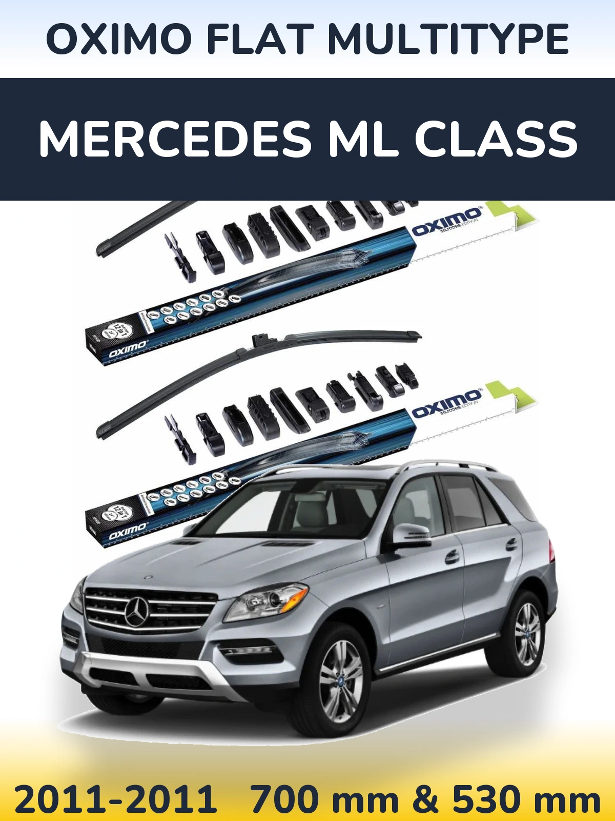 Sada předních stěračů Oximo Flat MultiType 700 a 530 mm pro Mercedes ML Class 2011-2011