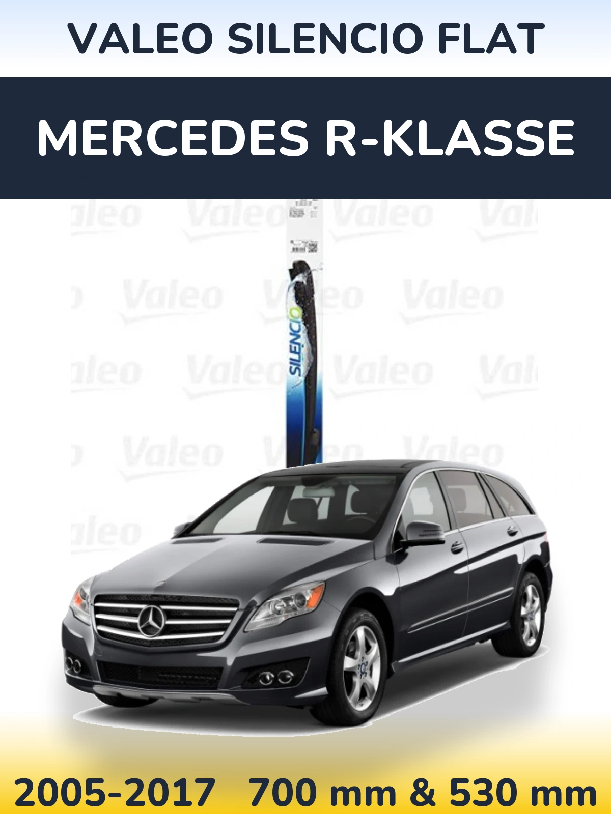 Sada předních stěračů Valeo Silencio Flat 700 a 530 mm pro Mercedes R-Klasse 2005-2017