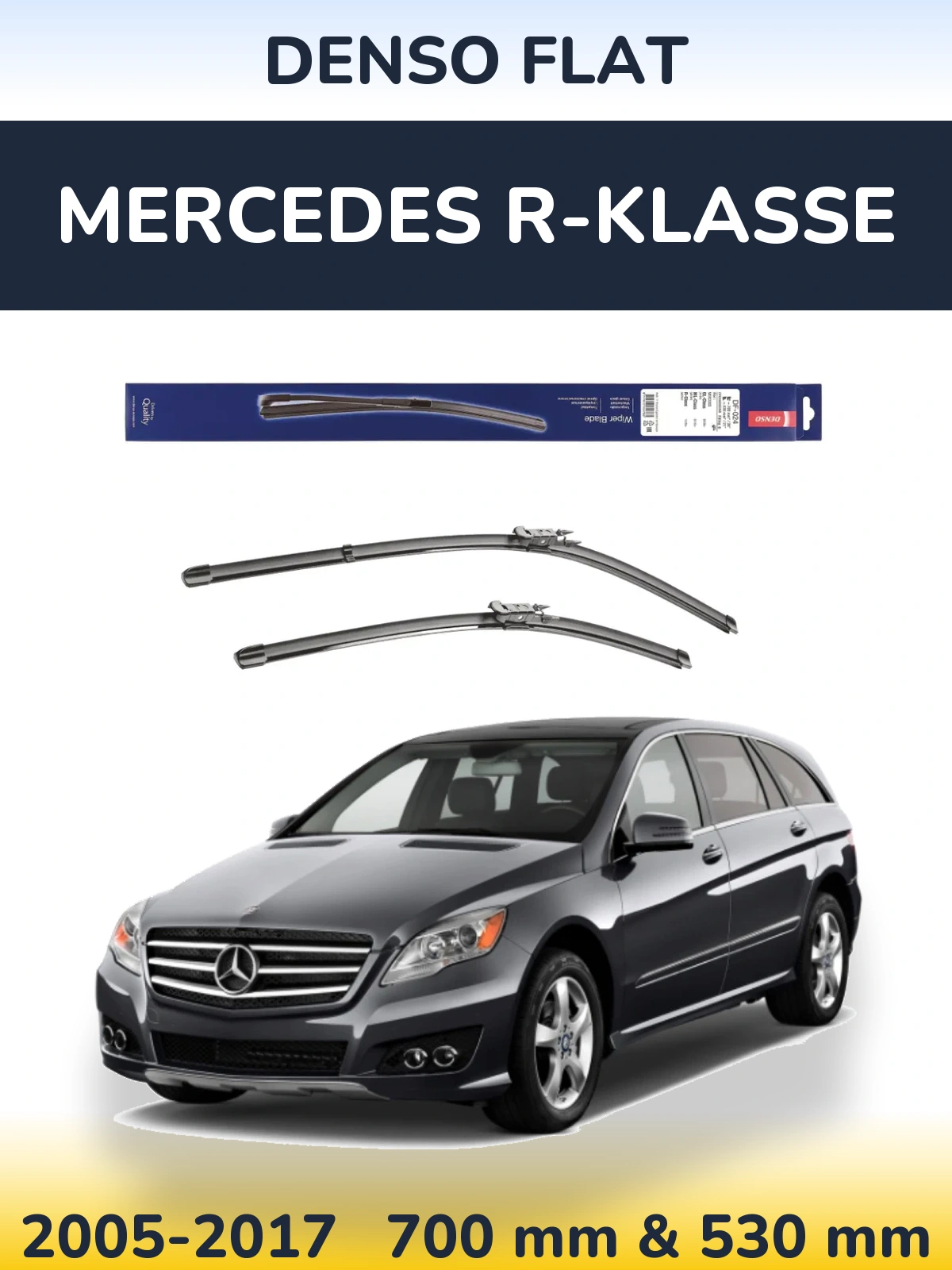 Sada předních stěračů Denso Flat 700 a 530 mm pro Mercedes R-Klasse 2005-2017