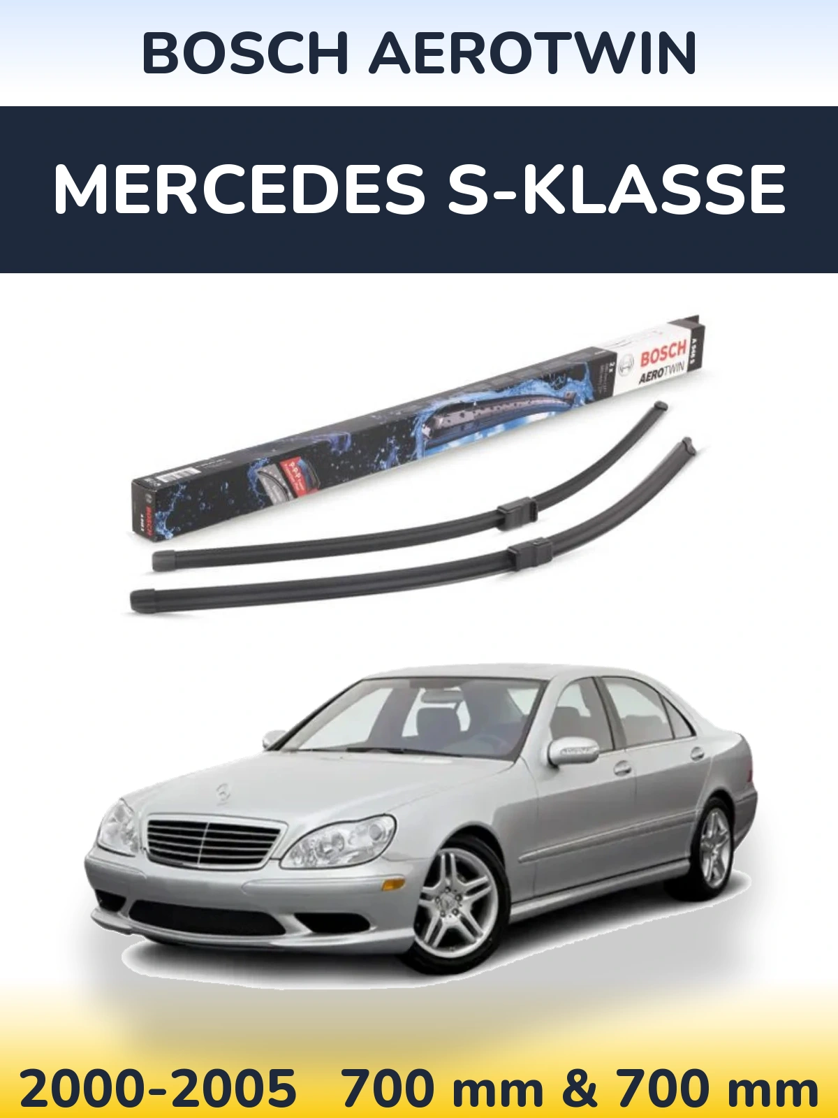 Sada předních stěračů BOSCH AeroTwin 680 a 680 mm pro Mercedes S-Klasse 2000-2005