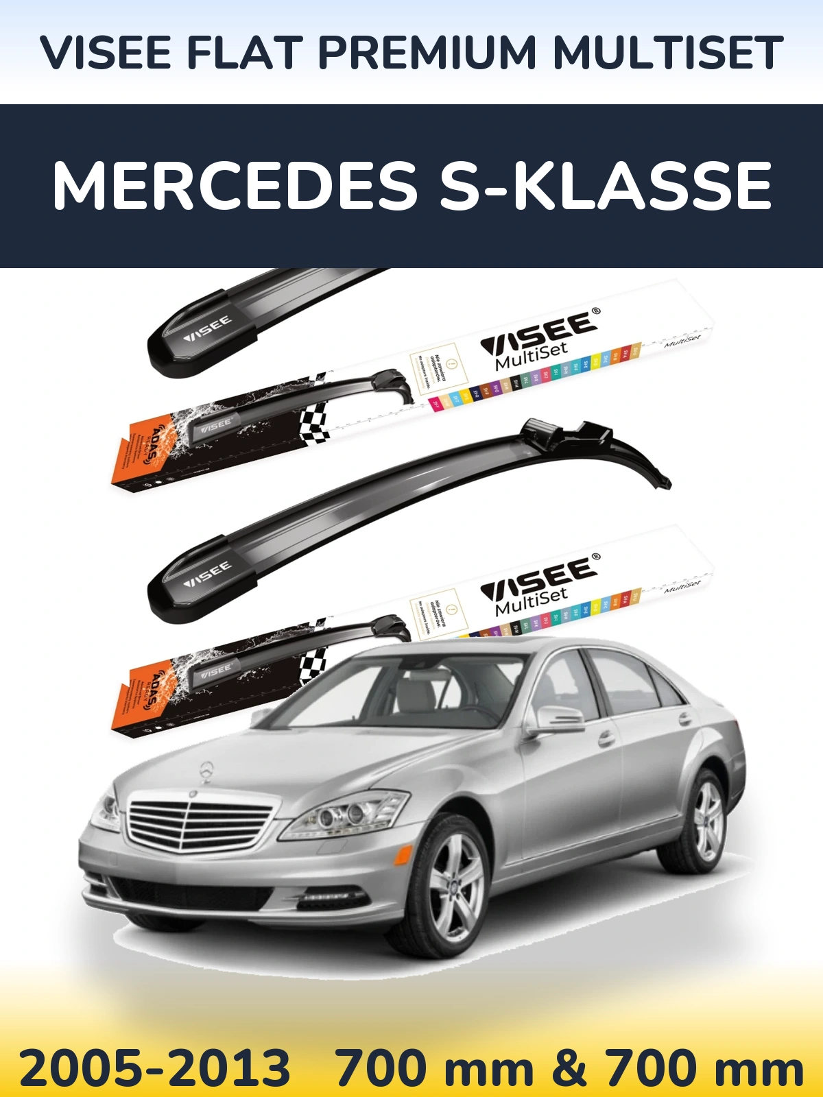 Sada předních stěračů VISEE FLAT PREMIUM MultiSet 700 a 700 mm pro Mercedes S-Klasse 2005-2013