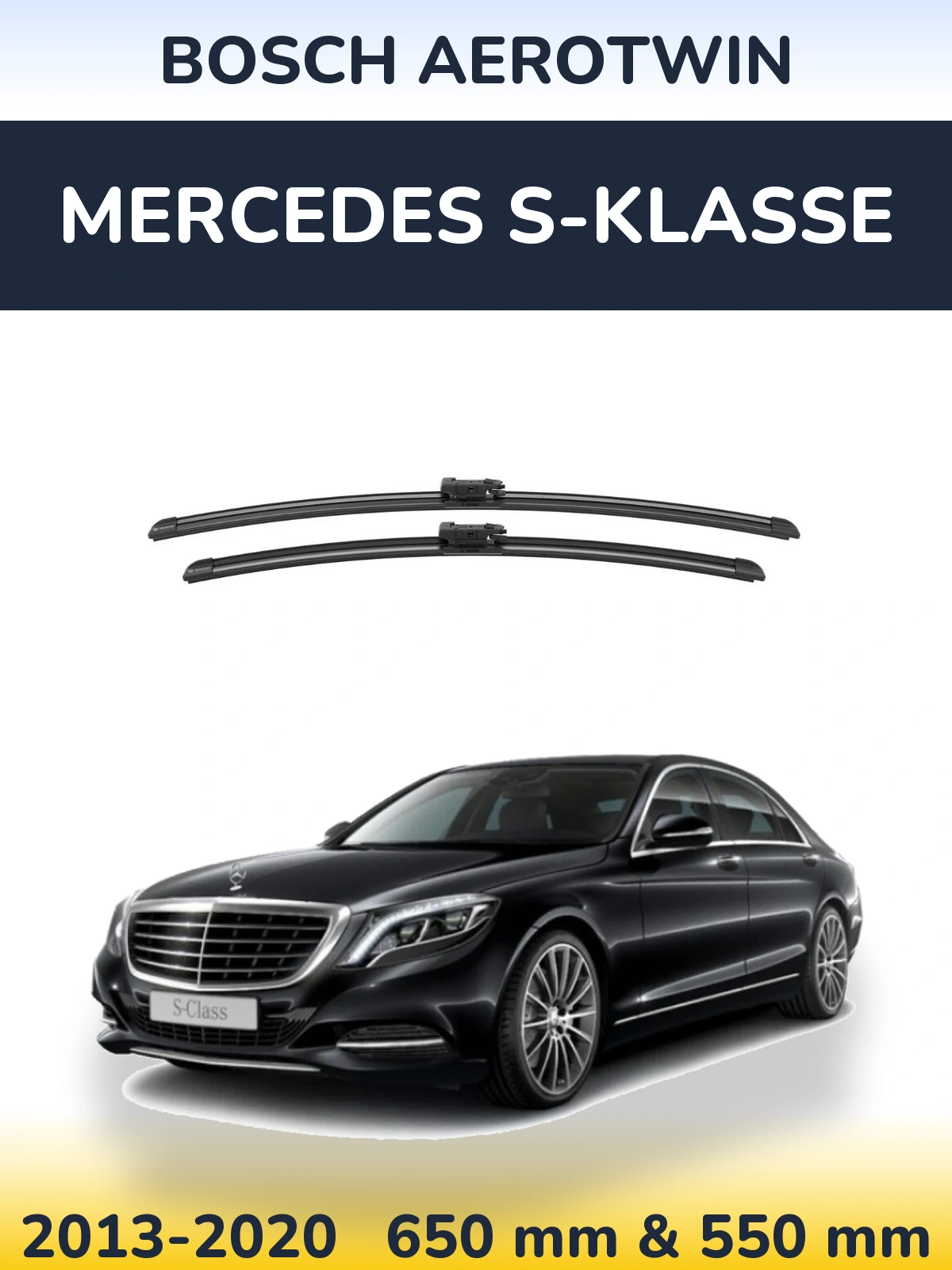 Sada předních stěračů BOSCH AeroTwin 650 a 550 mm pro Mercedes S-Klasse 2013-2020