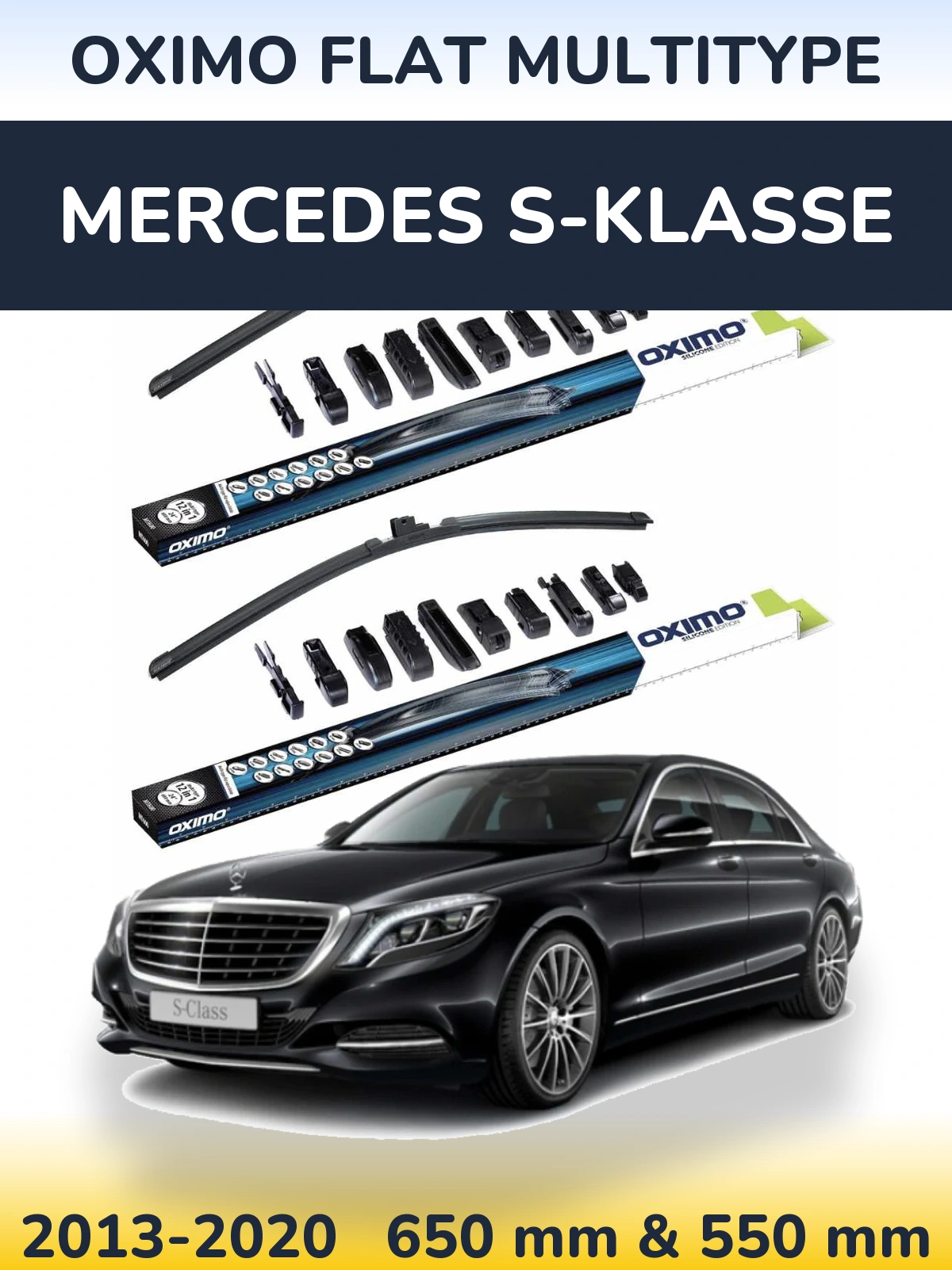 Sada předních stěračů Oximo Flat MultiType 650 a 550 mm pro Mercedes S-Klasse 2013-2020