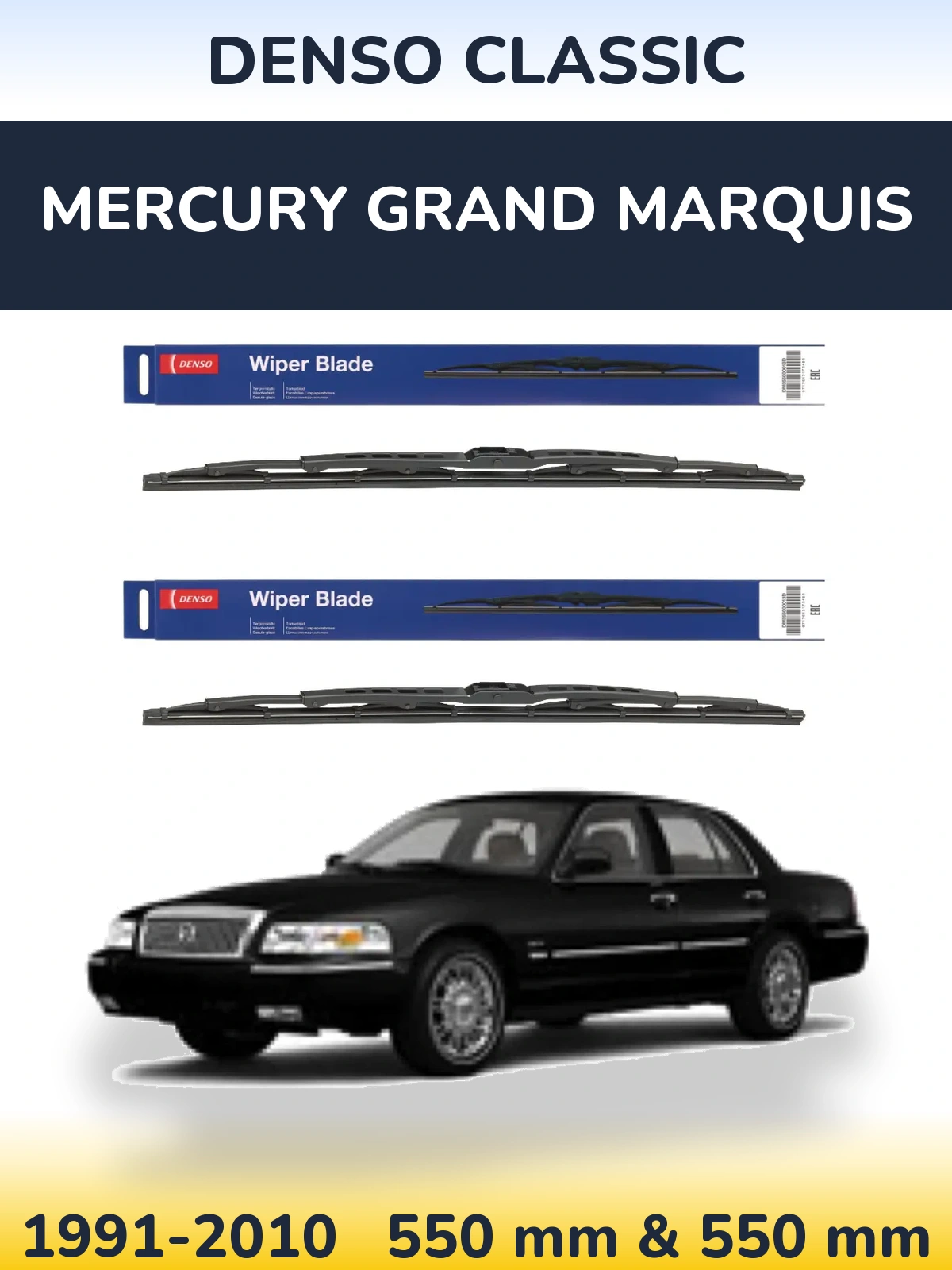 Sada předních stěračů Denso Classic 550 a 550 mm pro Mercury Grand Marquis 1991-2010