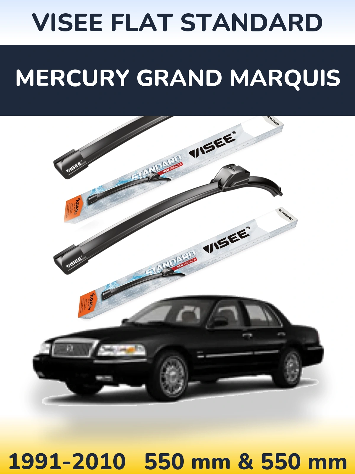 Sada předních stěračů VISEE FLAT STANDARD 550 a 550 mm pro Mercury Grand Marquis 1991-2010