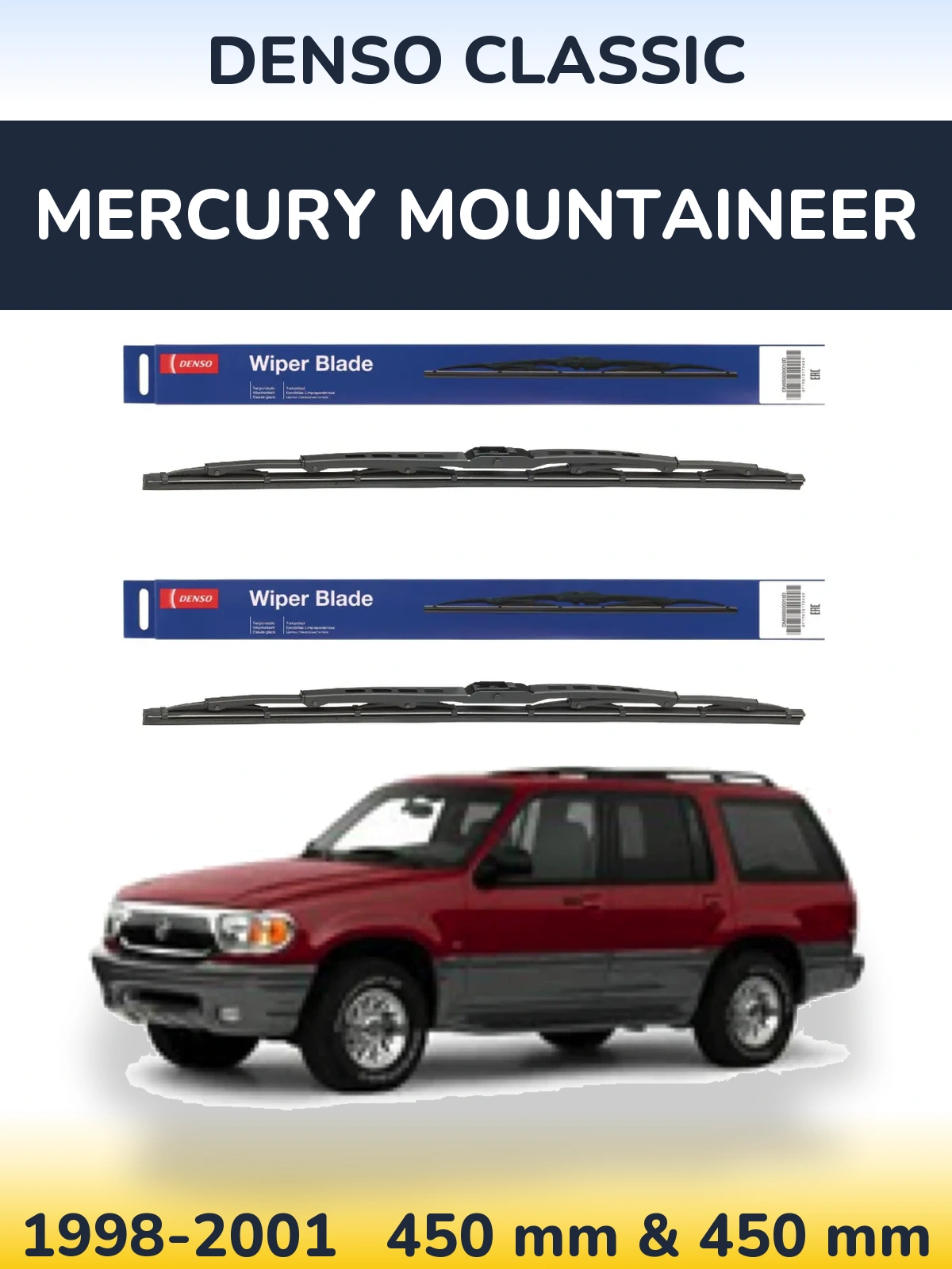 Sada předních stěračů Denso Classic 450 a 450 mm pro Mercury Mountaineer 1998-2001