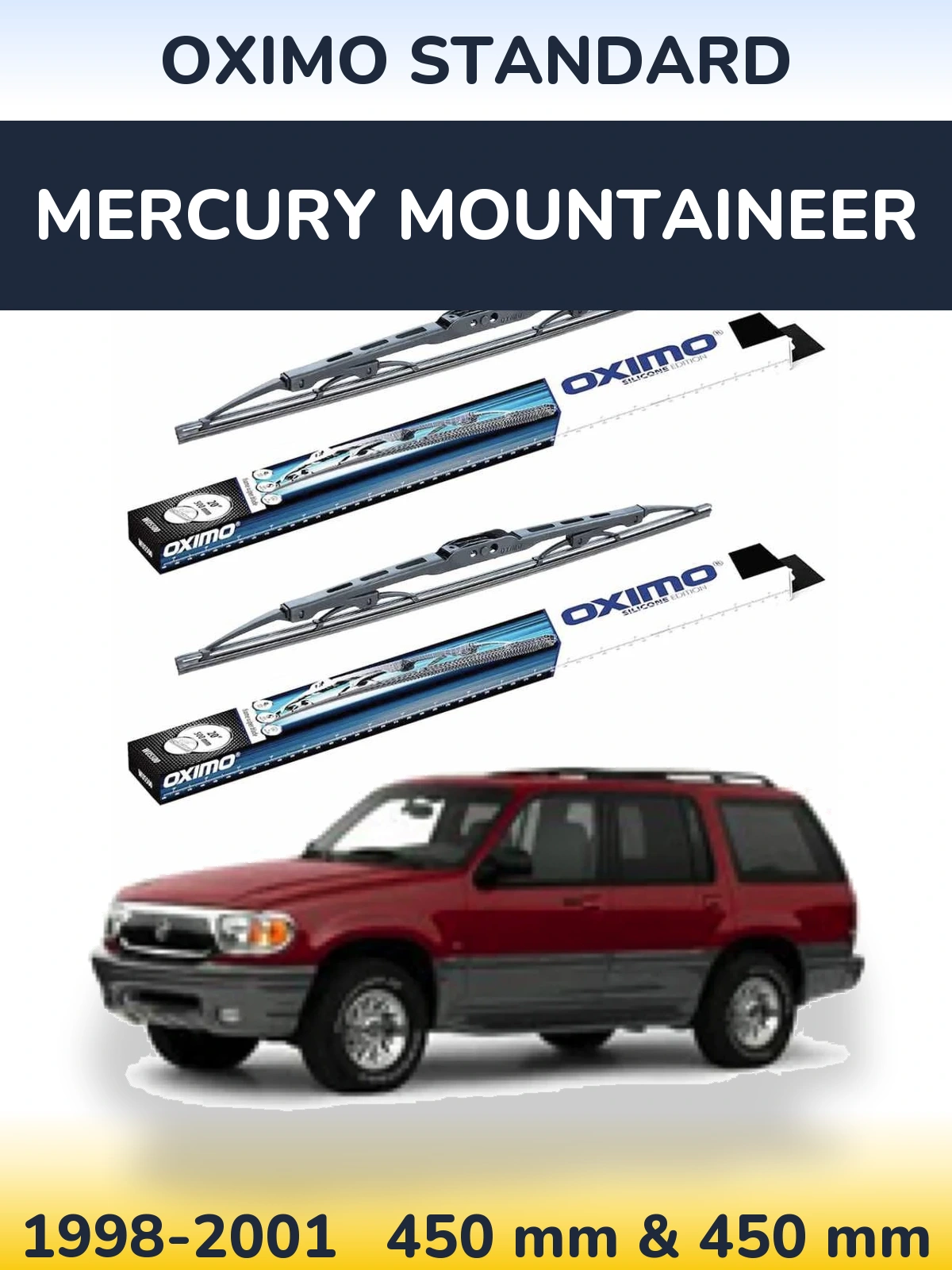 Sada předních stěračů Oximo Standard 450 a 450 mm pro Mercury Mountaineer 1998-2001