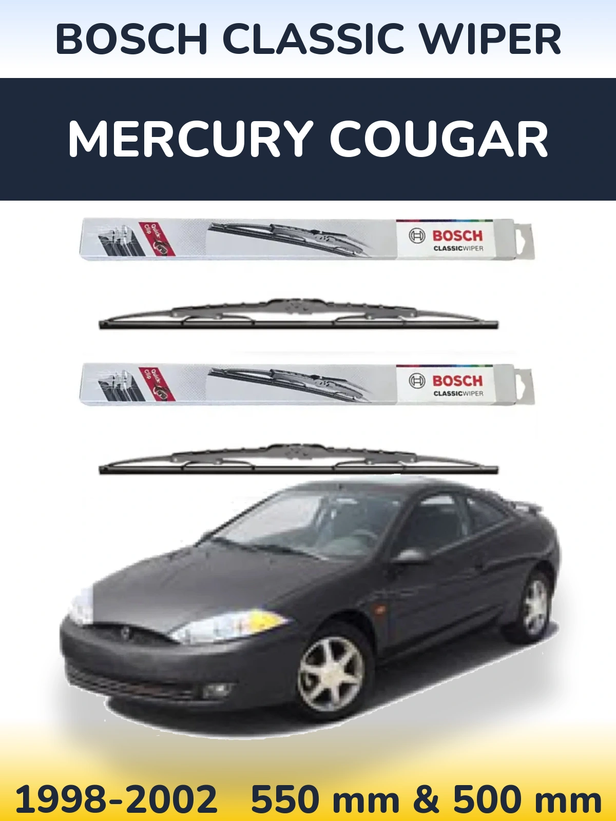 Комплект передніх щіток BOSCH Classic Wiper 550 & 500 мм для Mercury Cougar 1998-2002