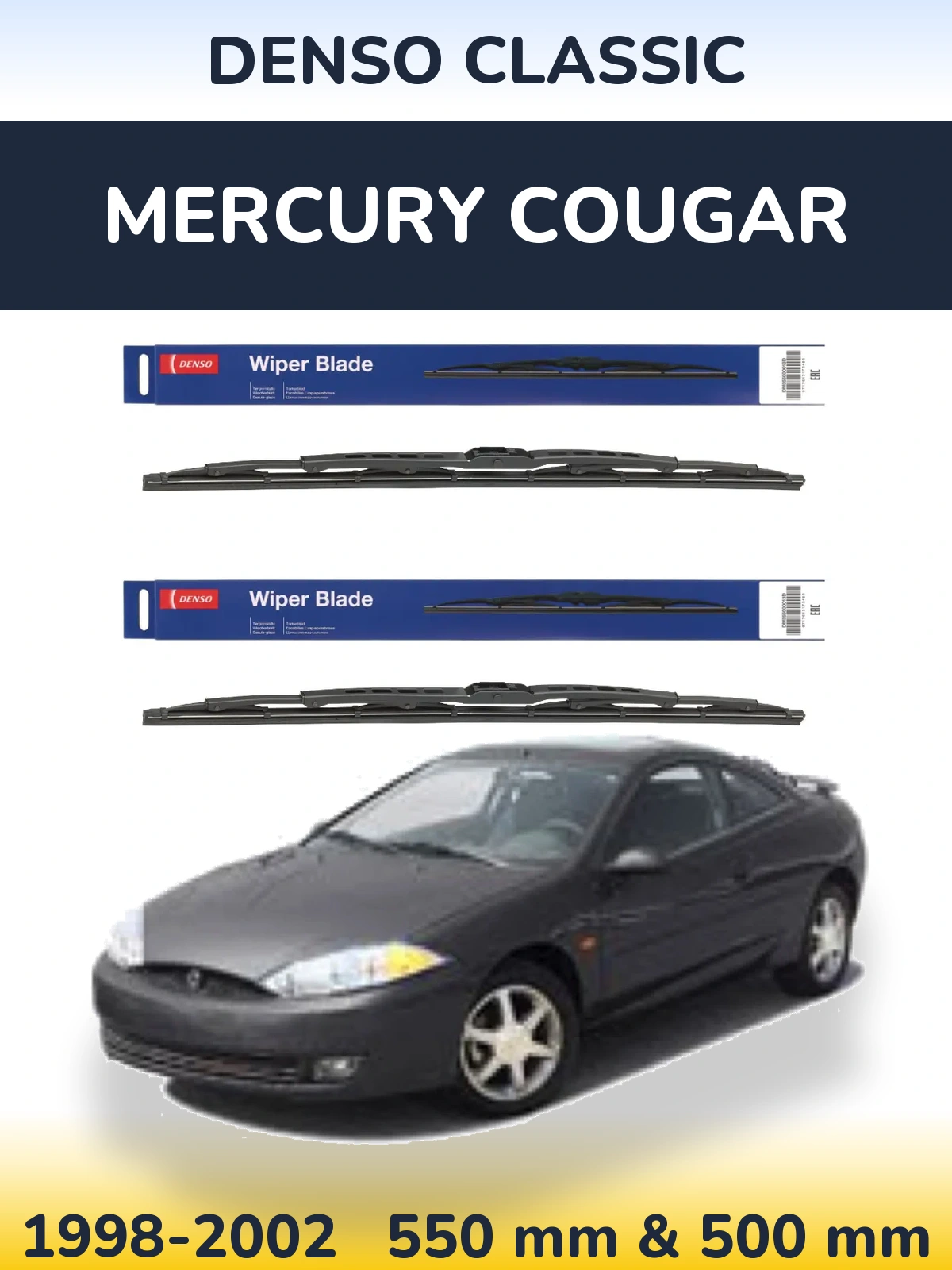 Комплект передних дворников Denso Classic 550 & 500 мм для Mercury Cougar 1998-2002