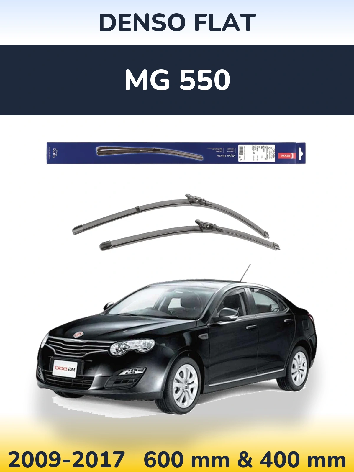 Sada předních stěračů Denso Flat 600 a 400 mm pro MG 550 2009-2017