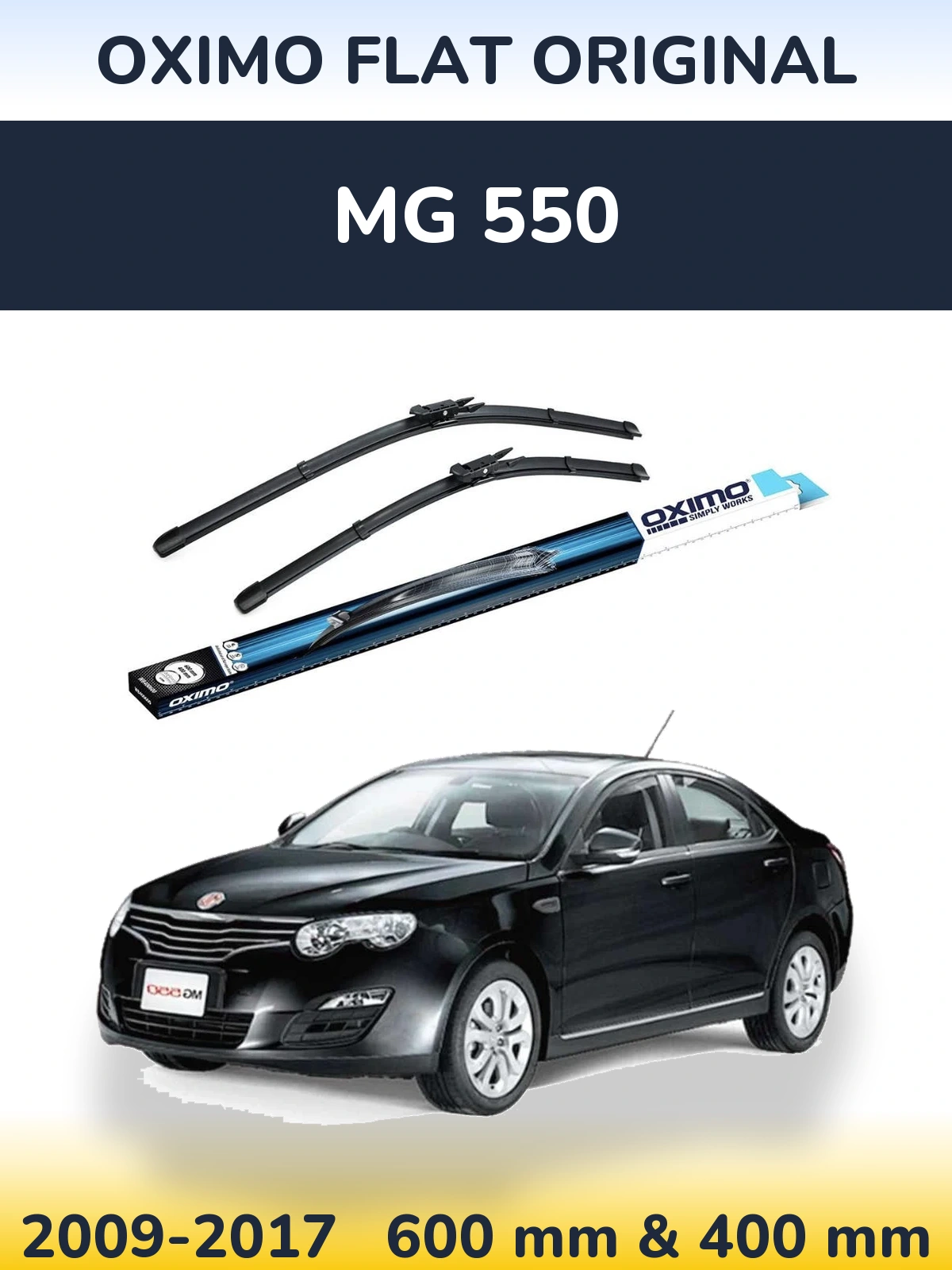 Sada předních stěračů Oximo Flat Original 600 a 400 mm pro MG 550 2009-2017