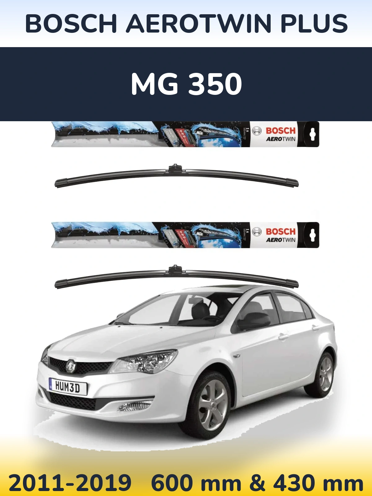 Sada předních stěračů BOSCH AeroTwin Plus 600 a 430 mm pro MG 350 2011-2019