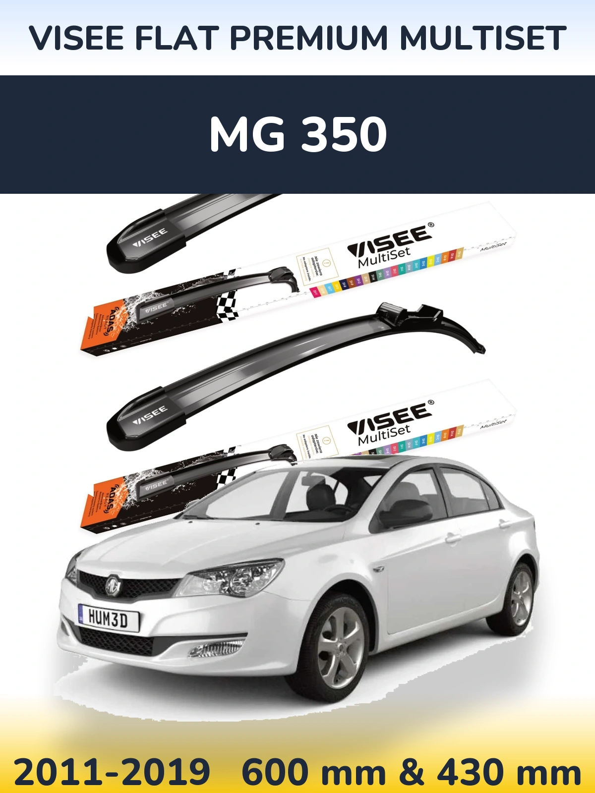 Sada předních stěračů VISEE FLAT PREMIUM MultiSet 600 a 430 mm pro MG 350 2011-2019