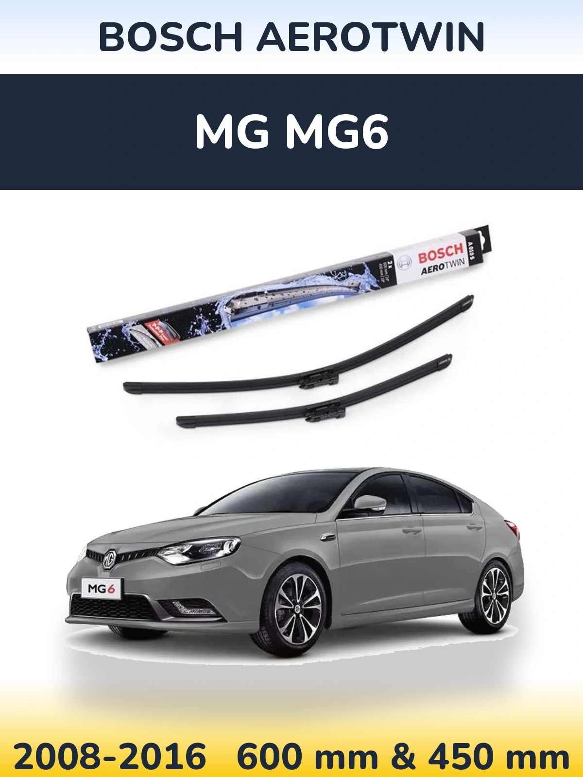 Sada předních stěračů BOSCH AeroTwin 600 a 450 mm pro MG MG6 2008-2016