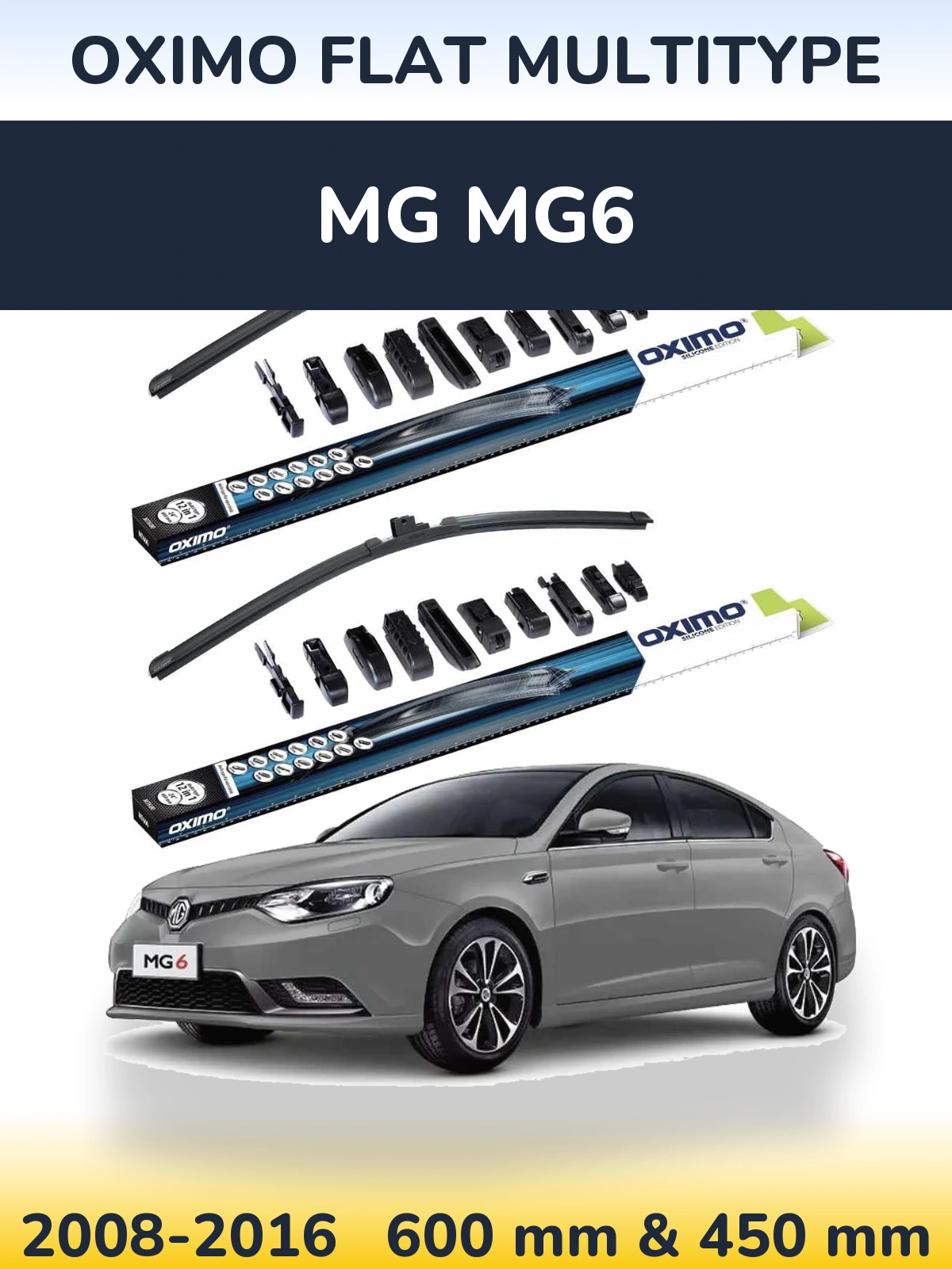 Sada předních stěračů Oximo Flat MultiType 600 a 450 mm pro MG MG6 2008-2016